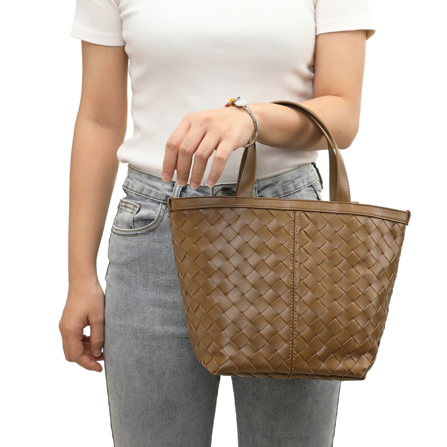 Tiffany & Fred Woven Leather Top-Handle/Shoulder Bag