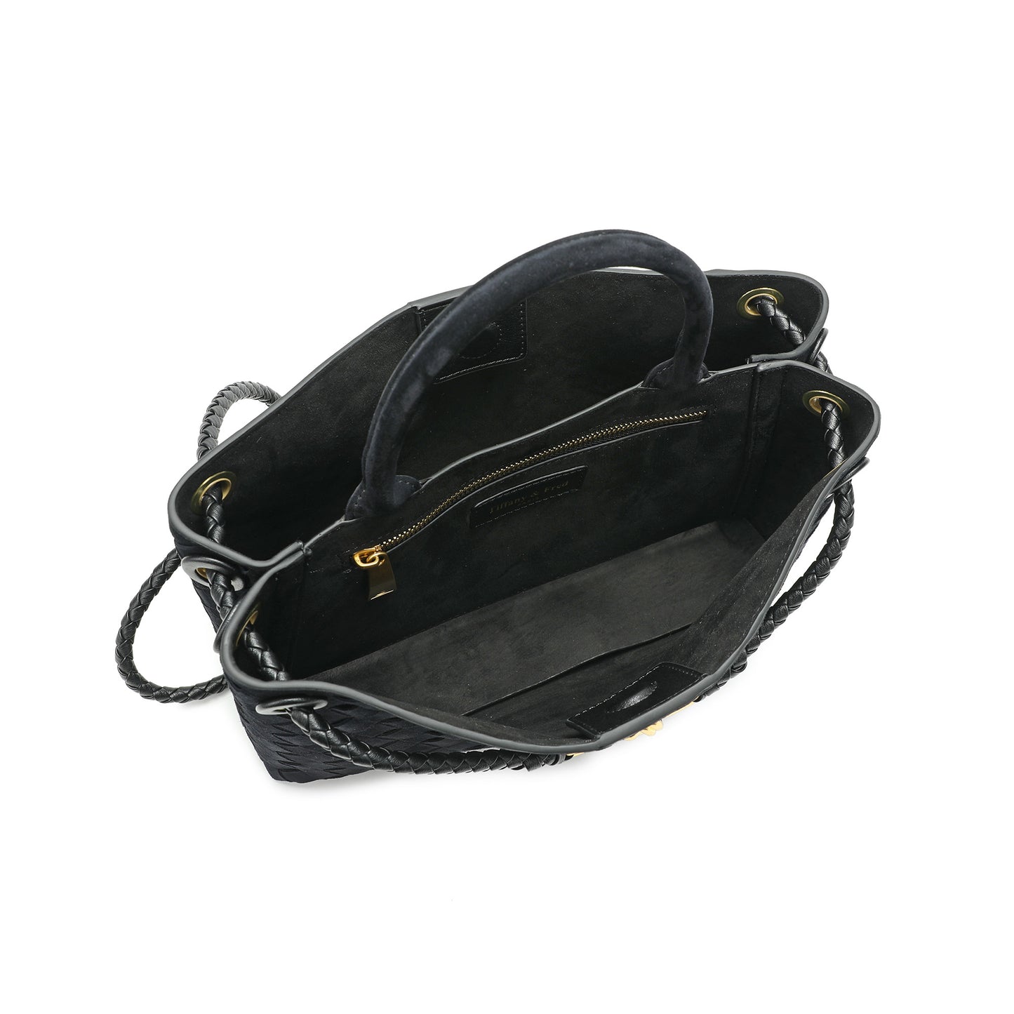 Woven Suede Leather Top Handle Satchel