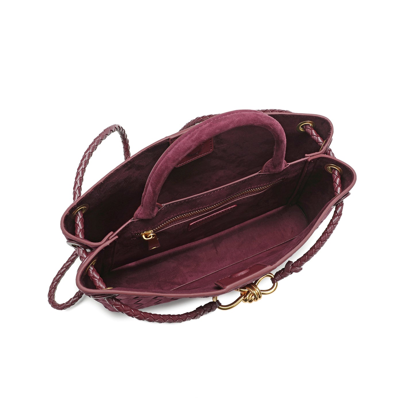 Woven Suede Leather Top Handle Satchel