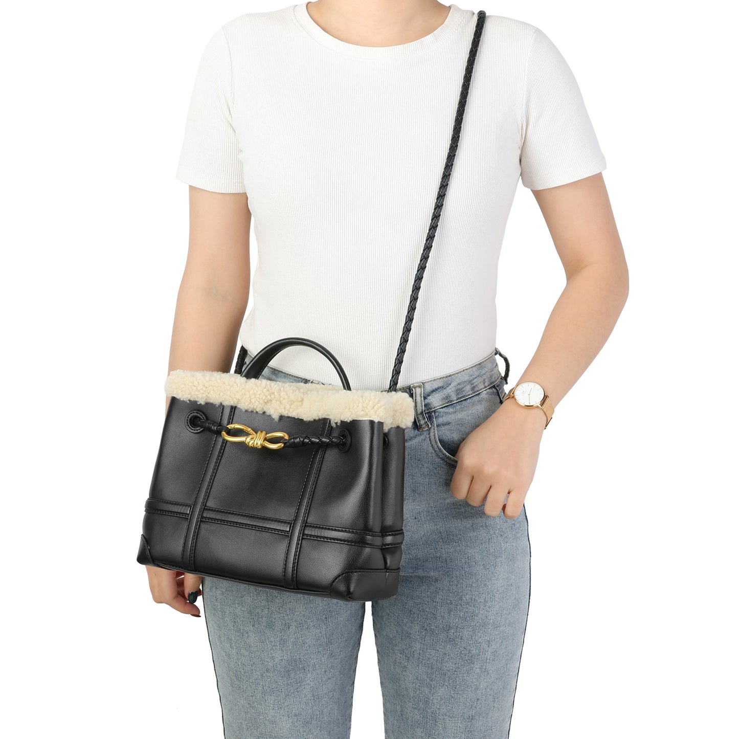 Teddy Leather Bucket Bag