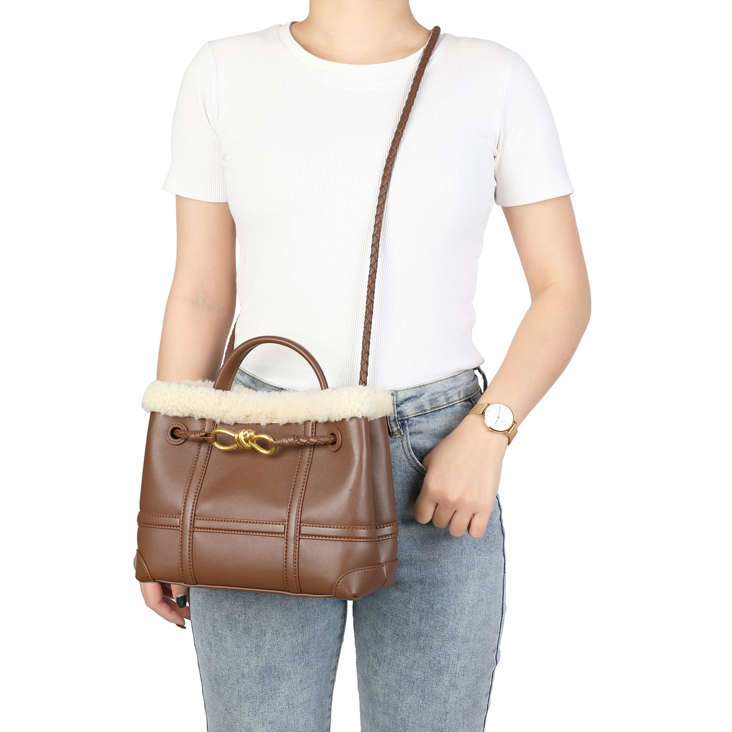 Teddy Leather Bucket Bag