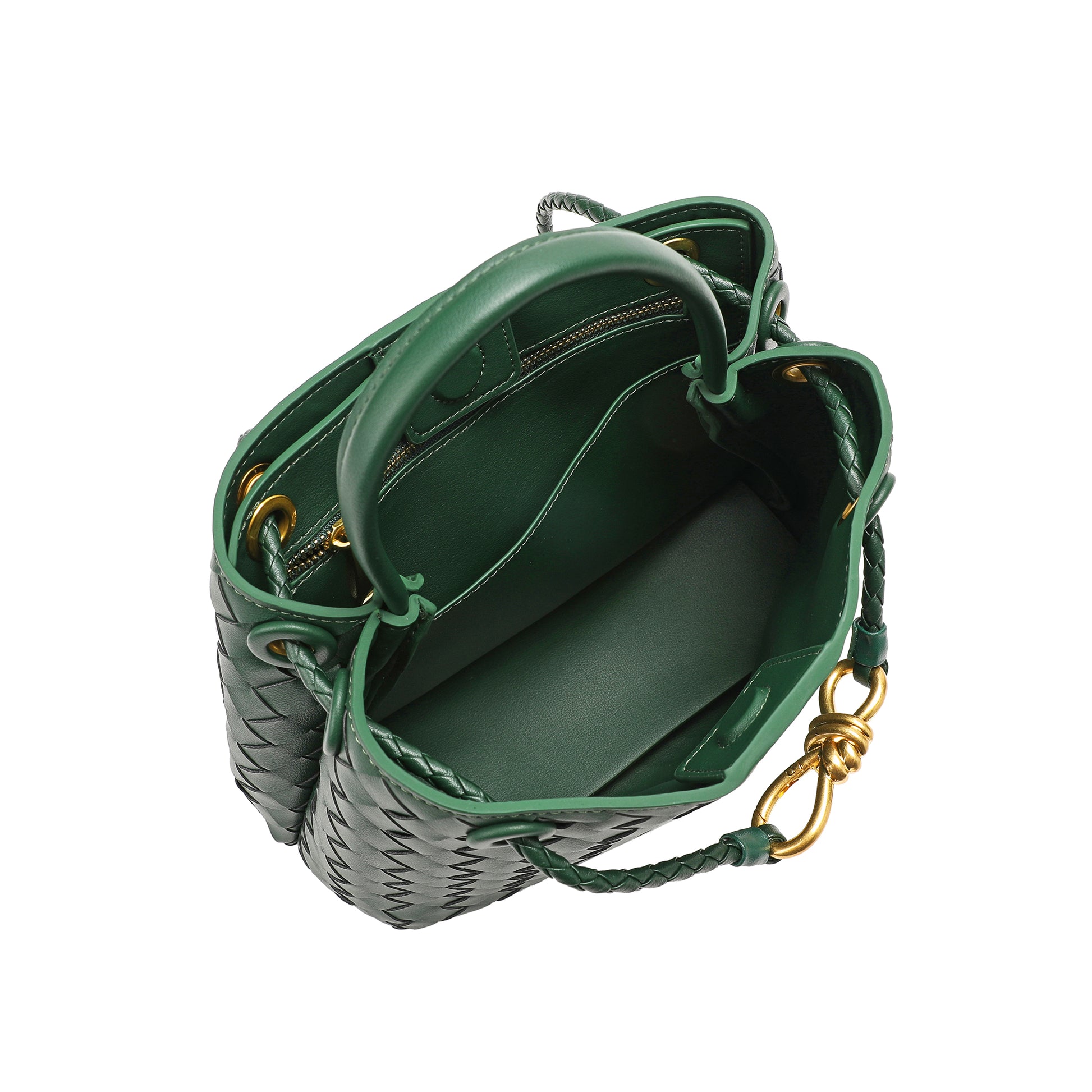 Bottega Veneta Woven Zipped Hobo Bag in Green