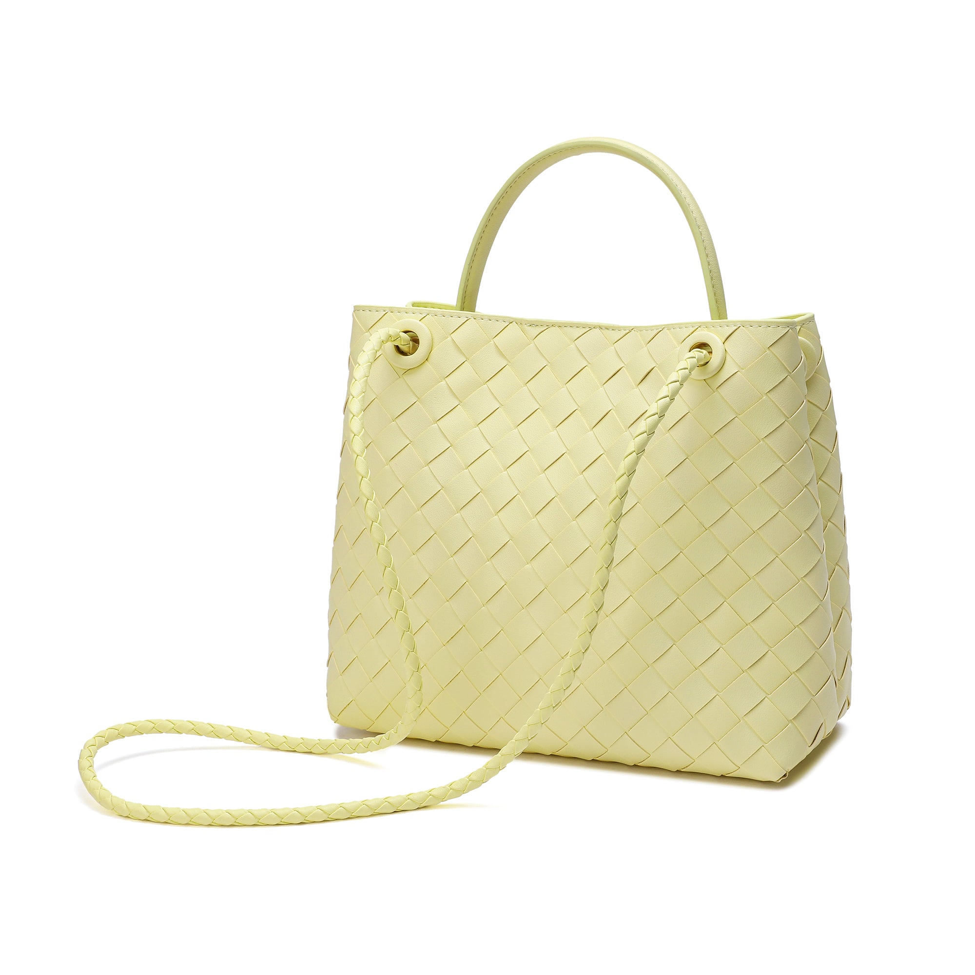 Woven Leather Top handle Shoulder Bag