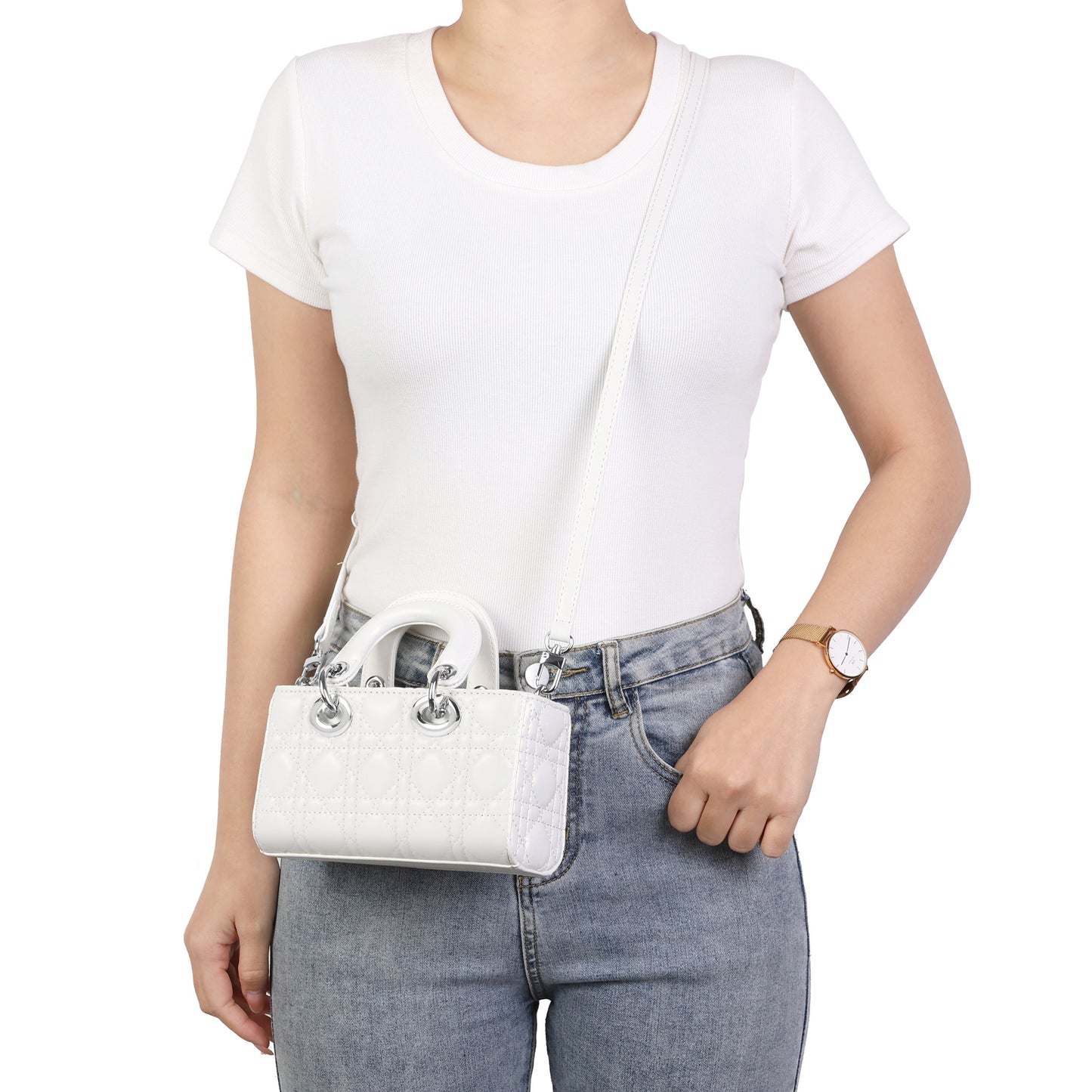Quilted Mini Top Handle Shoulder Bag