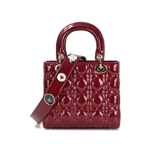 Patent Quilted Leather Mini Tote with Top Handles