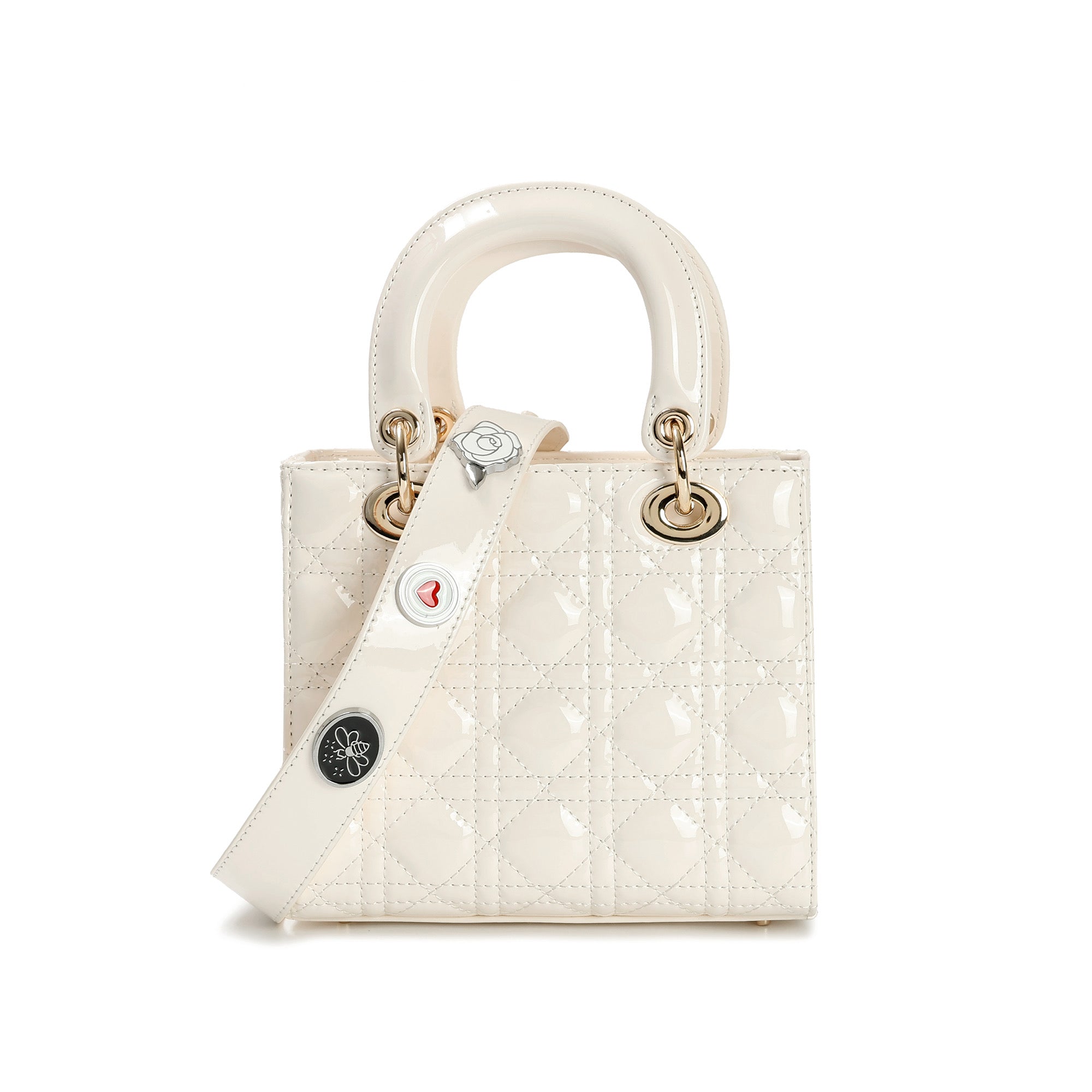 Patent Quilted Leather Mini Tote with Top Handles – Tiffany & Fred