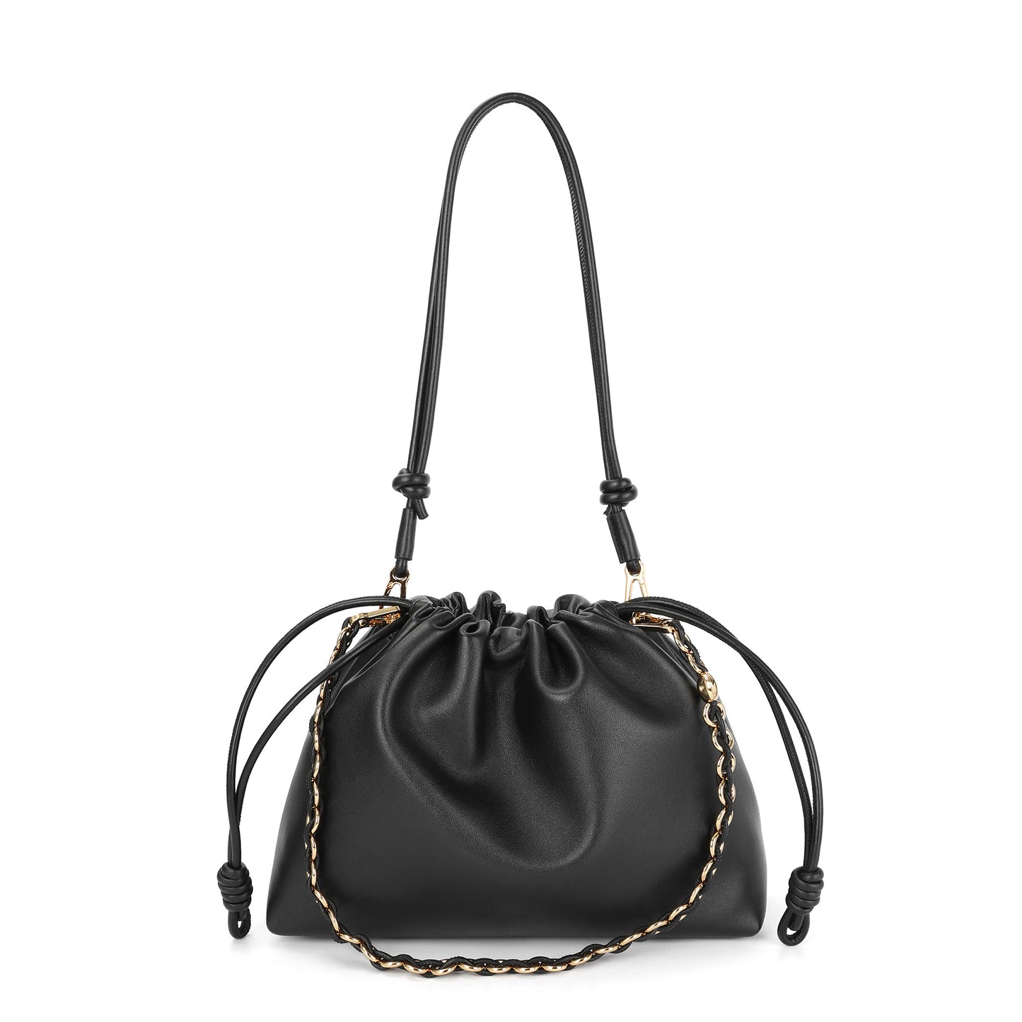 Elegant Chain Strap Drawstring Shoulder Bag