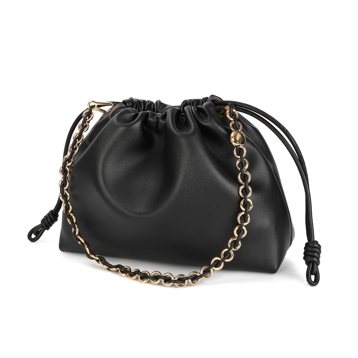 Elegant Chain Strap Drawstring Shoulder Bag