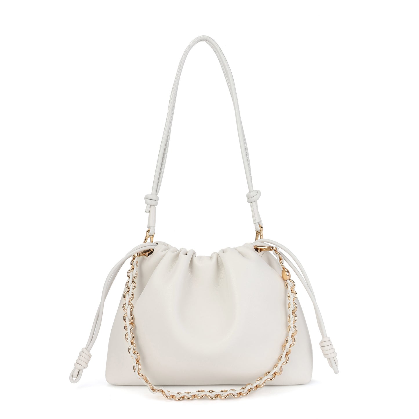 Elegant Chain Strap Drawstring Shoulder Bag