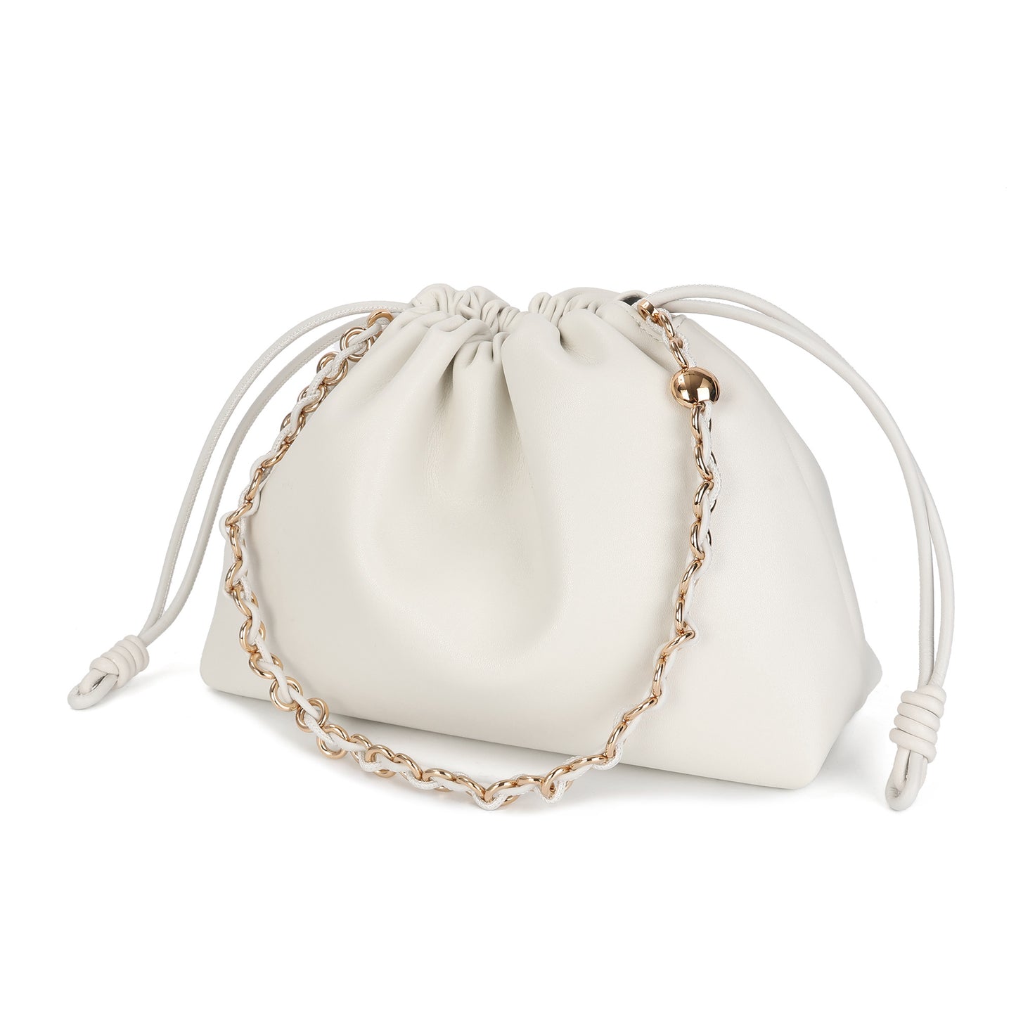 Elegant Chain Strap Drawstring Shoulder Bag