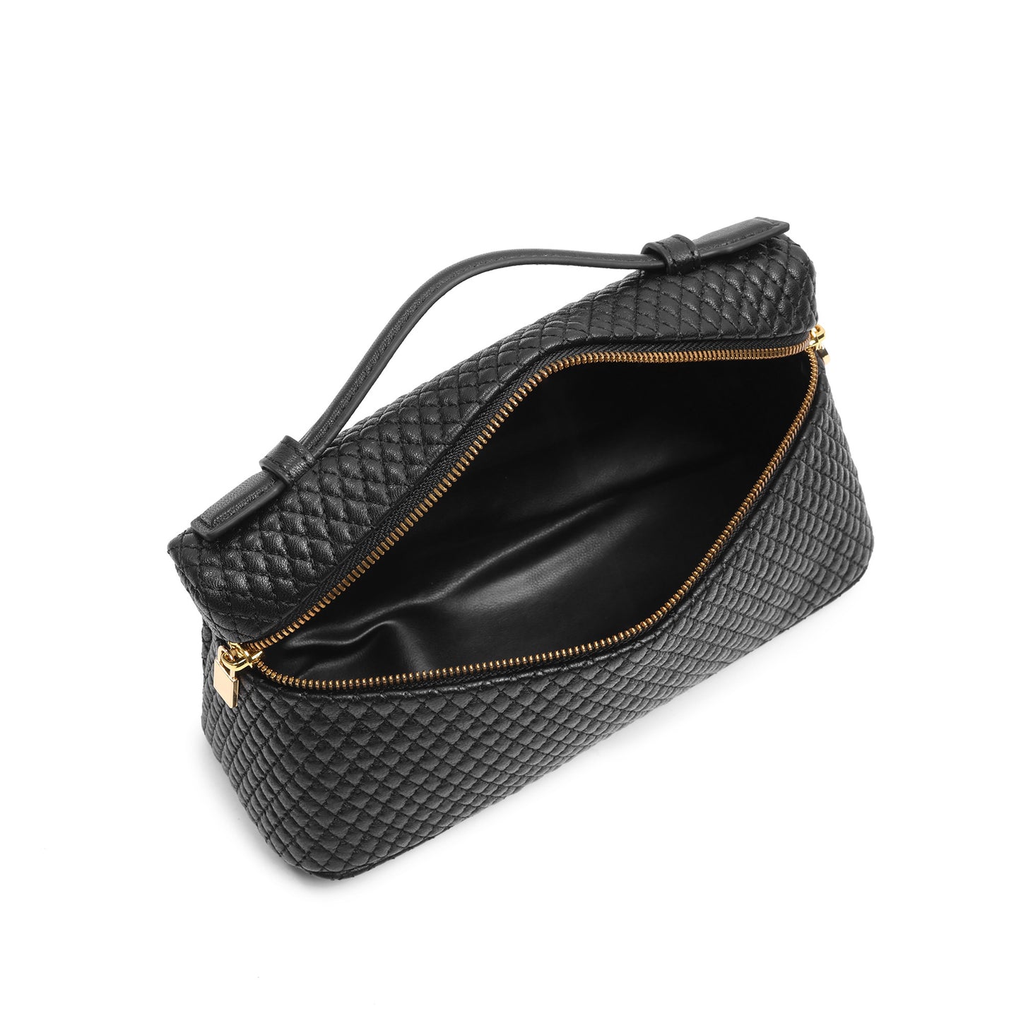 Woven Leather Vanity Top Handle Crossbody