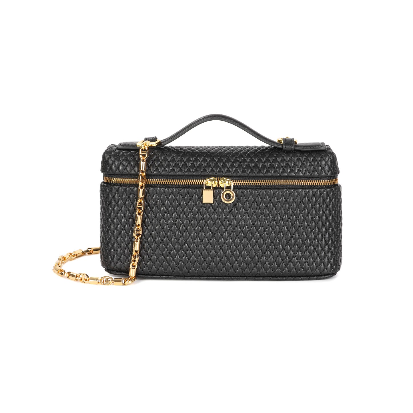 Woven Leather Top Handle Crossbody Bag