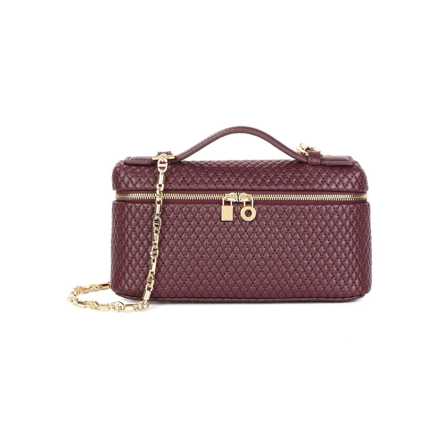 Woven Leather Vanity Top Handle Crossbody