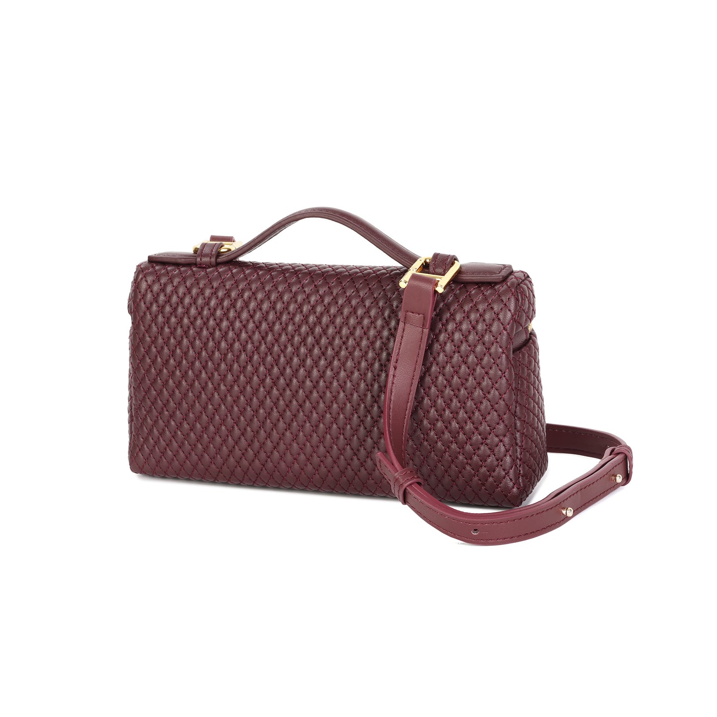 Woven Leather Top Handle Crossbody Bag