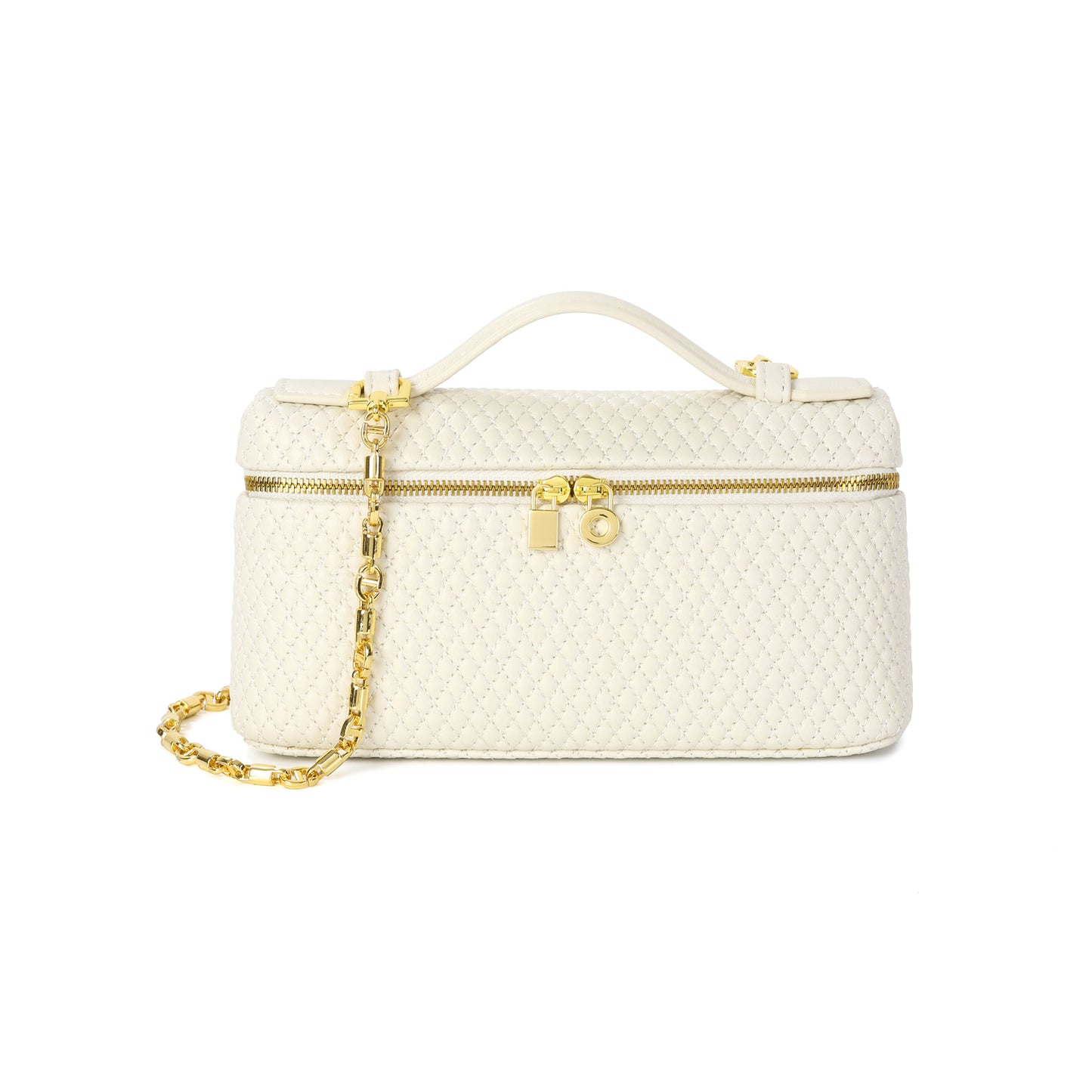 Woven Leather Vanity Top Handle Crossbody