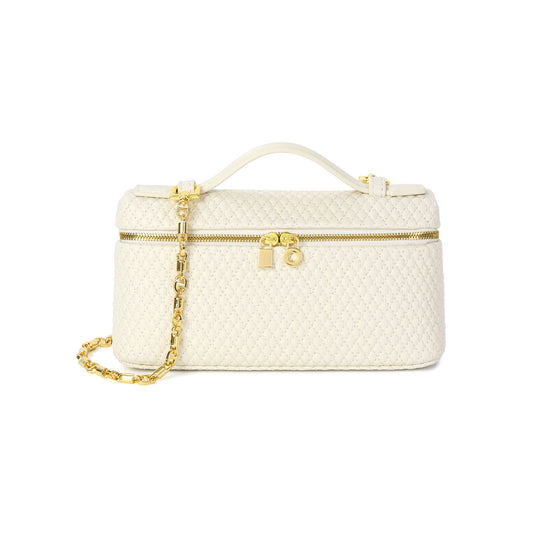 Woven Leather Top Handle Crossbody Bag