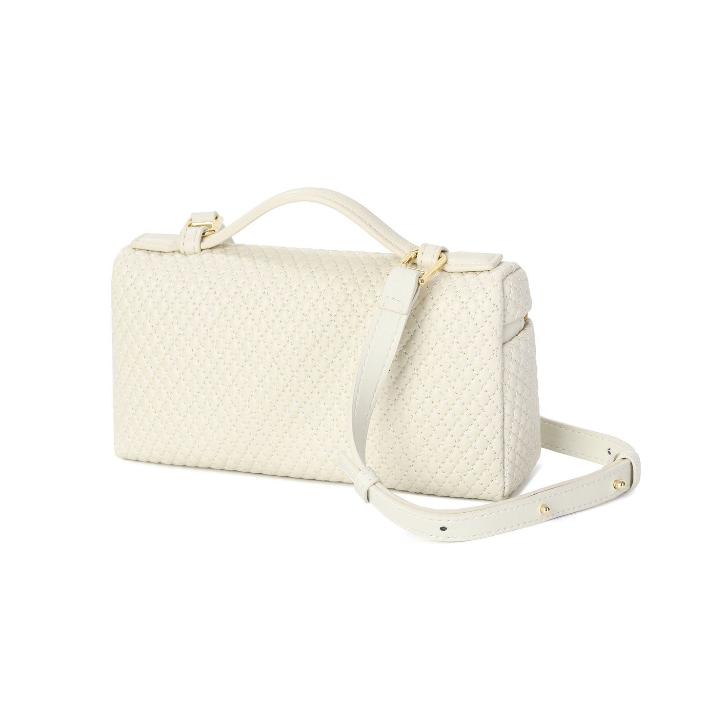Woven Leather Vanity Top Handle Crossbody