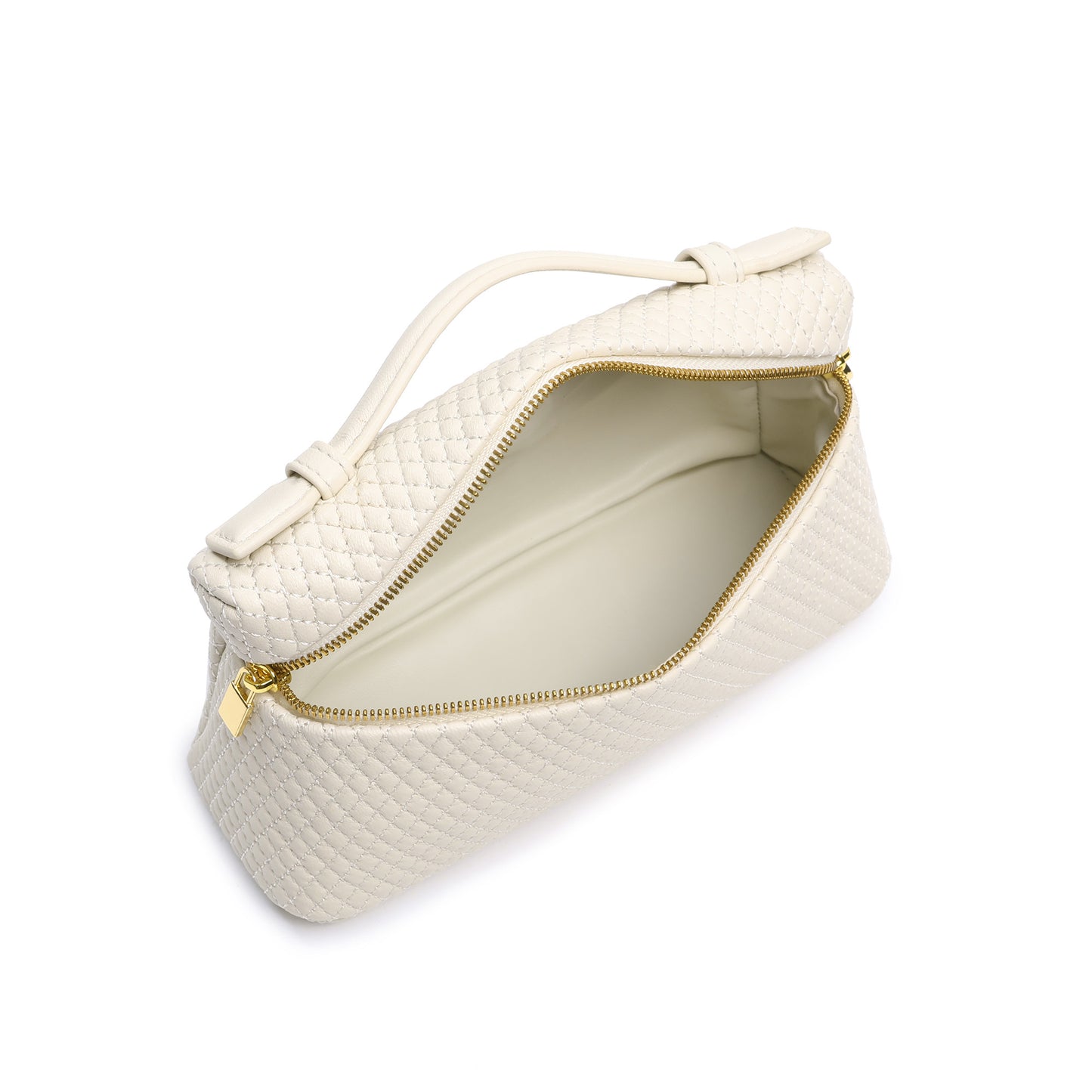 Woven Leather Top Handle Crossbody Bag