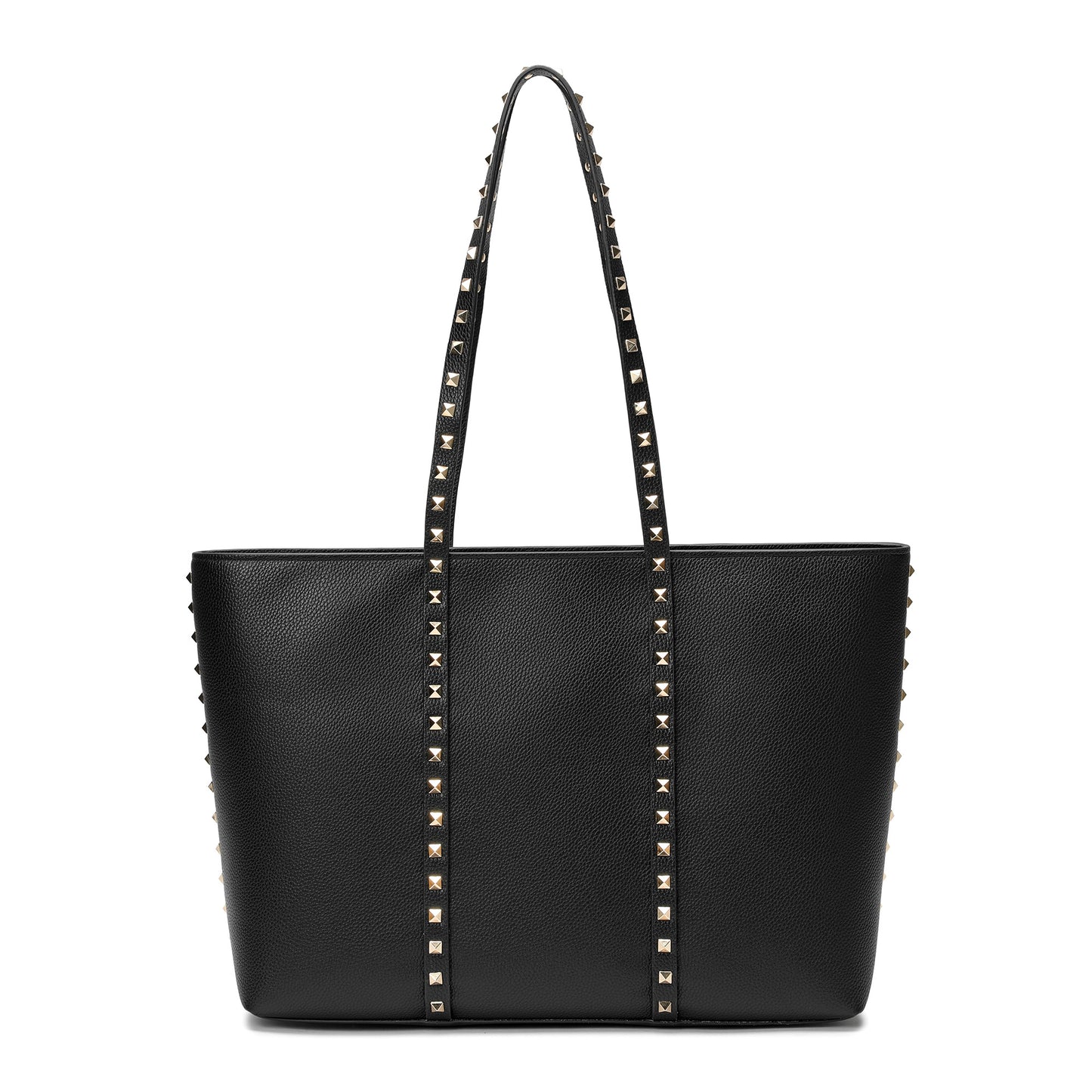 Studded Leather Tote with Long Shoulder Straps