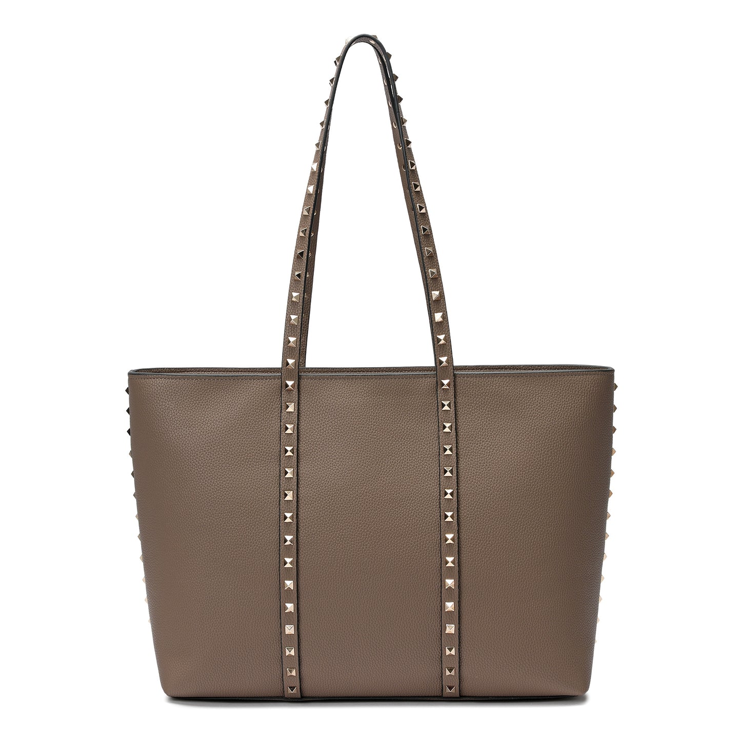 Studded Leather Tote with Long Shoulder Straps