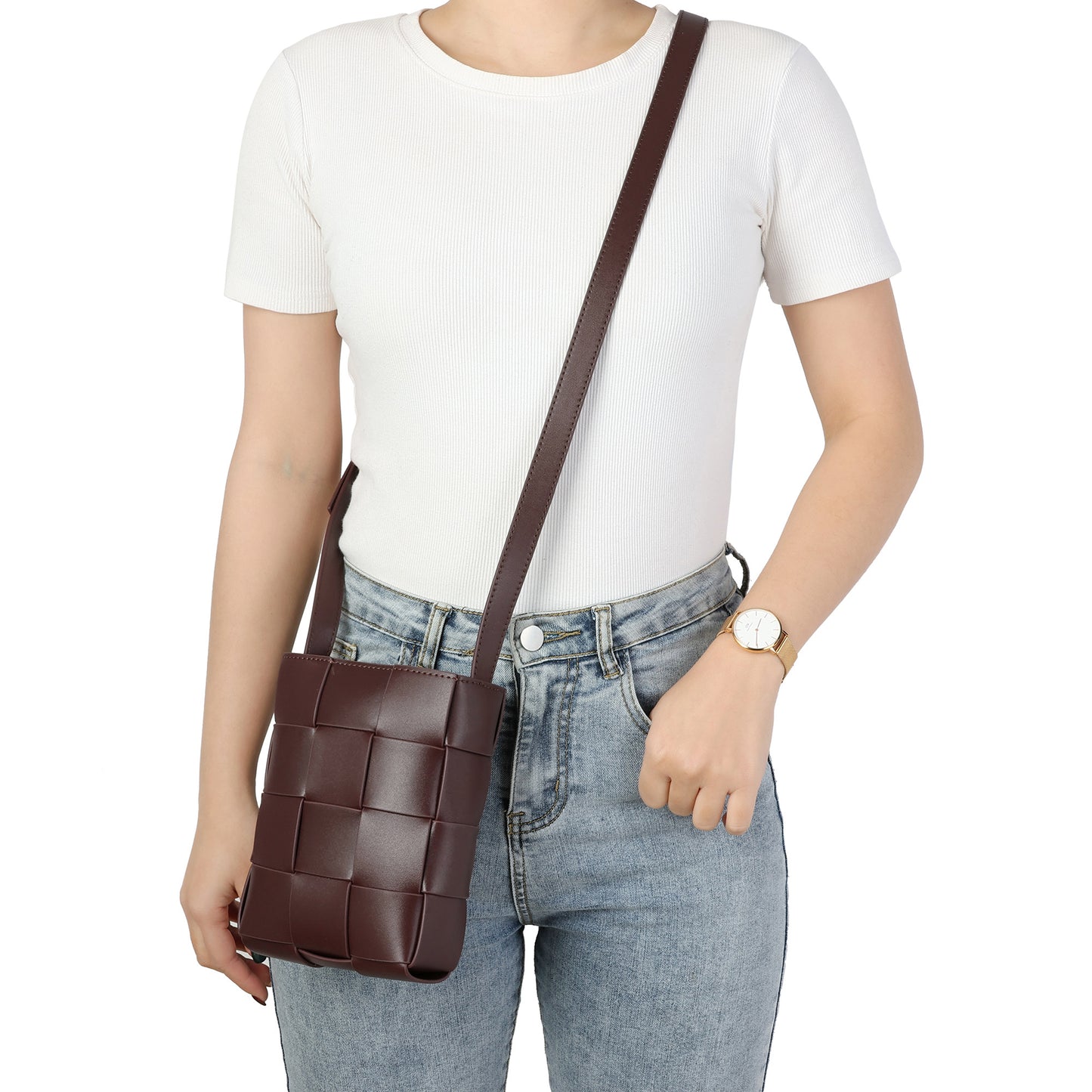 Chic Woven Leather Crossbody Bag