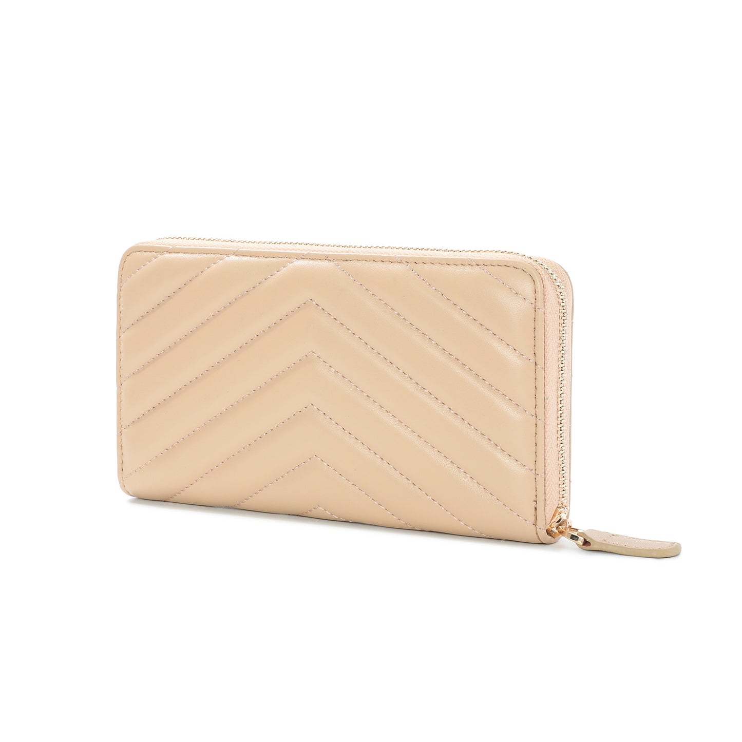 Quilted Sheepskin Leather Long-Wallet