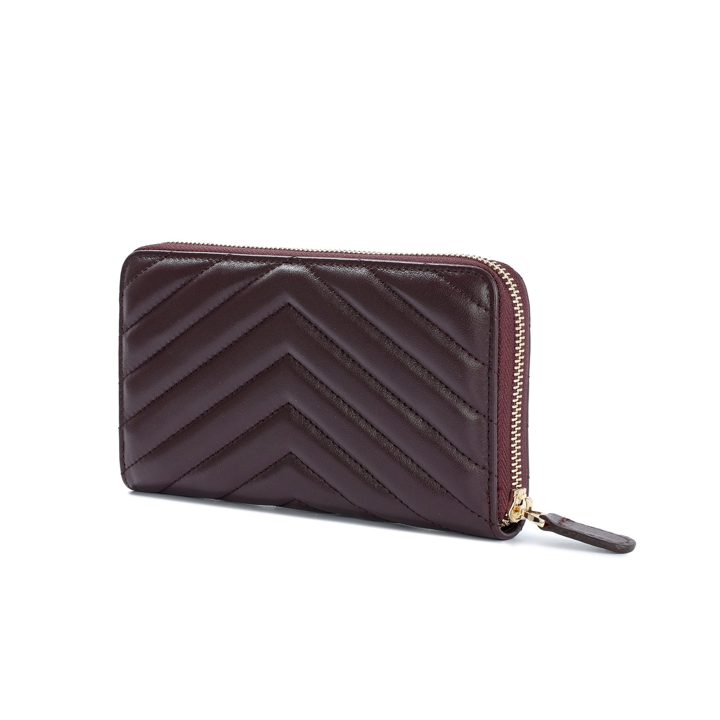 Quilted Sheepskin Leather Long-Wallet