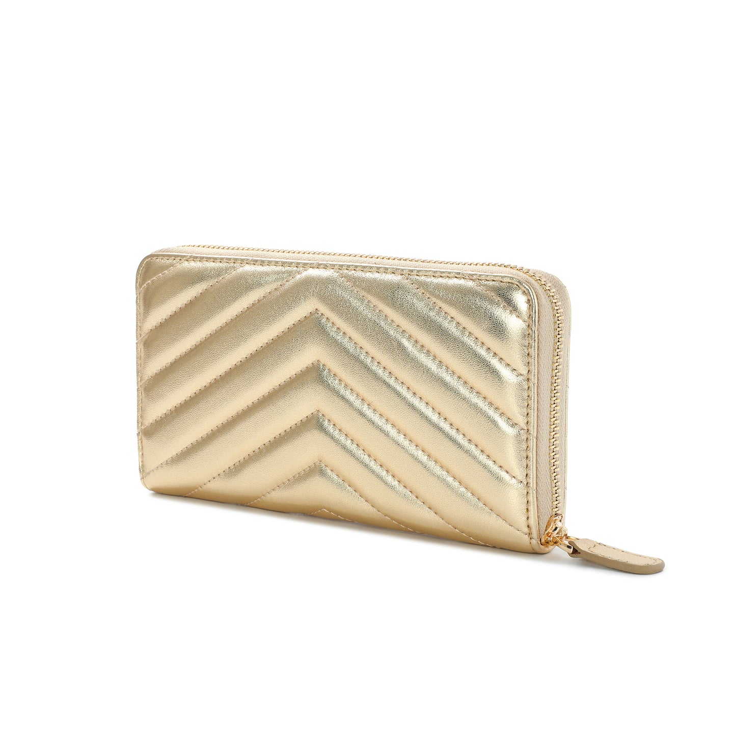 Quilted Sheepskin Leather Long-Wallet