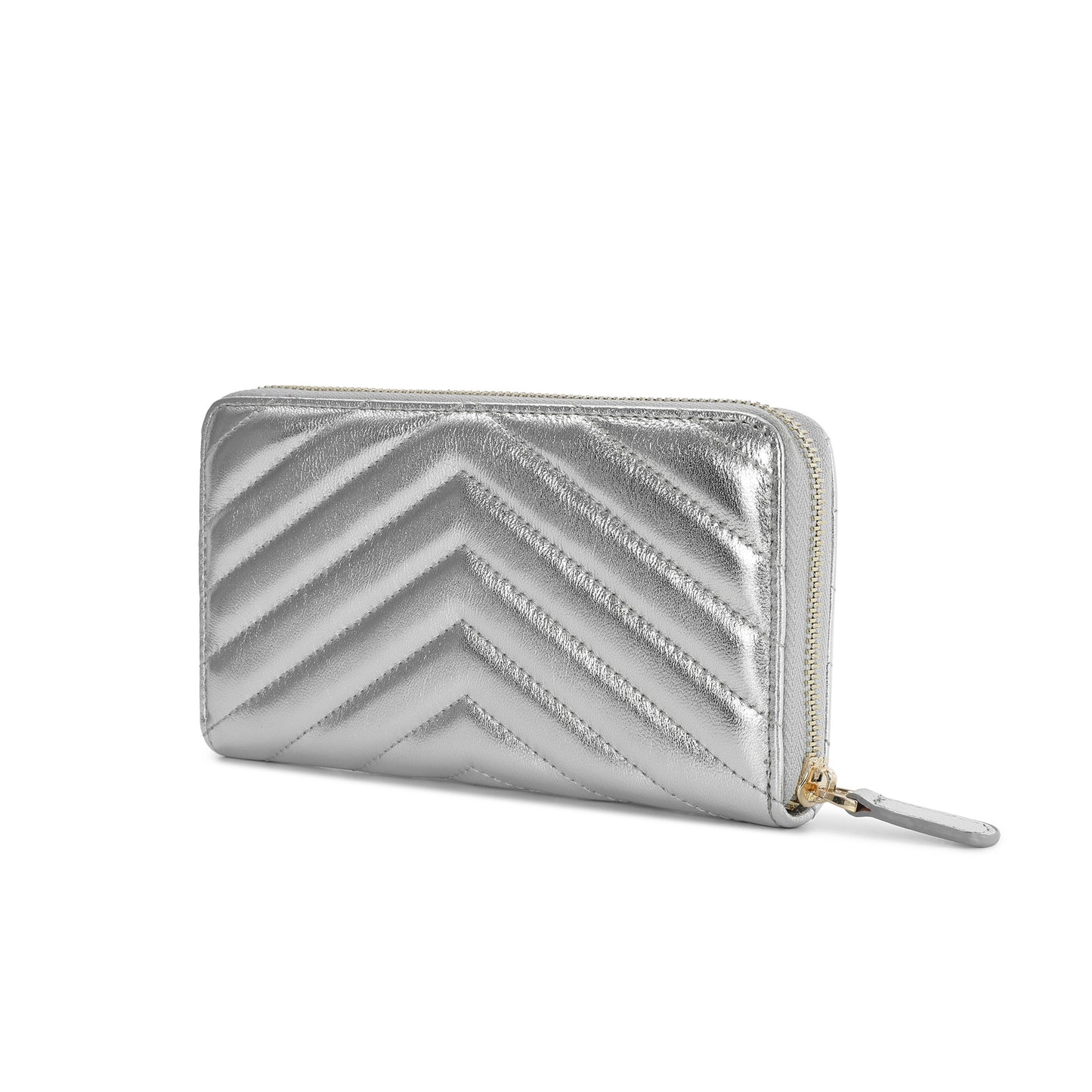 Quilted Sheepskin Leather Long-Wallet