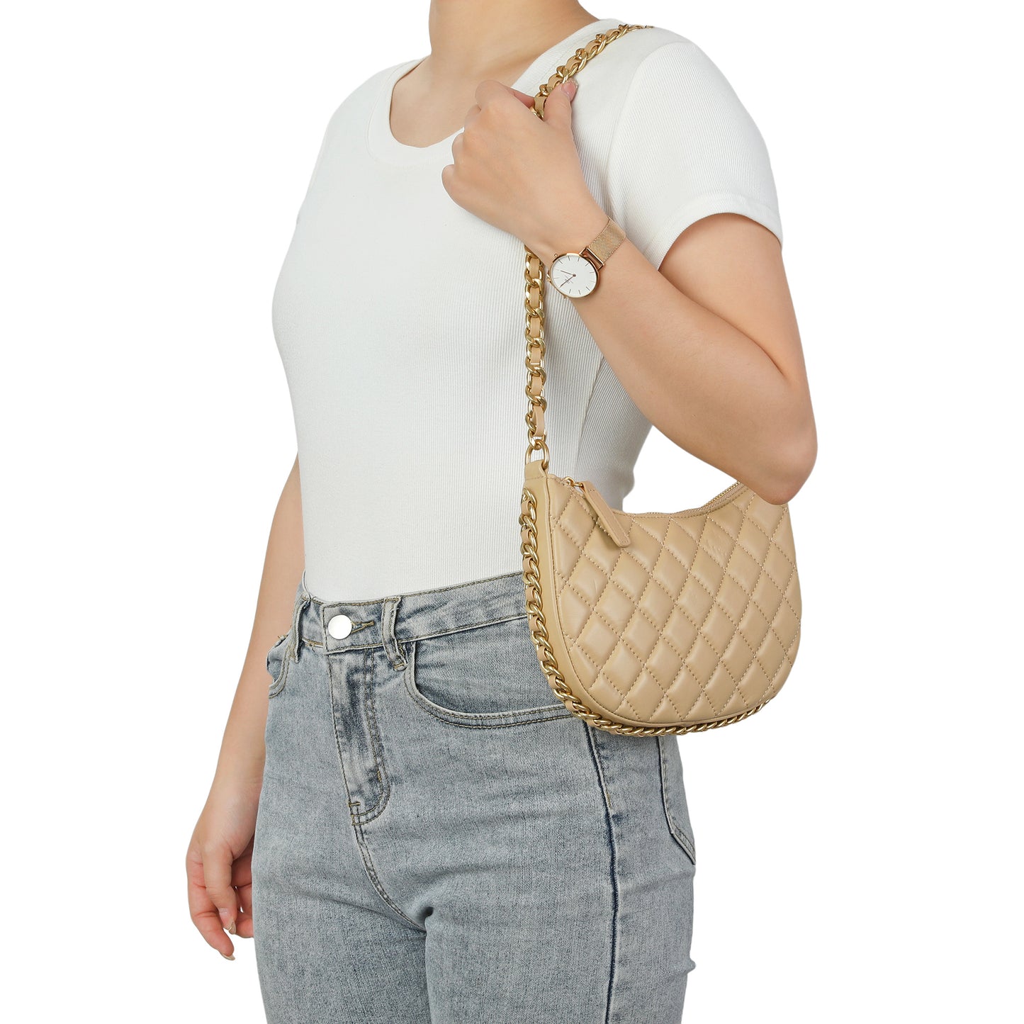 Quilted Leather Chain Shoulder Bag