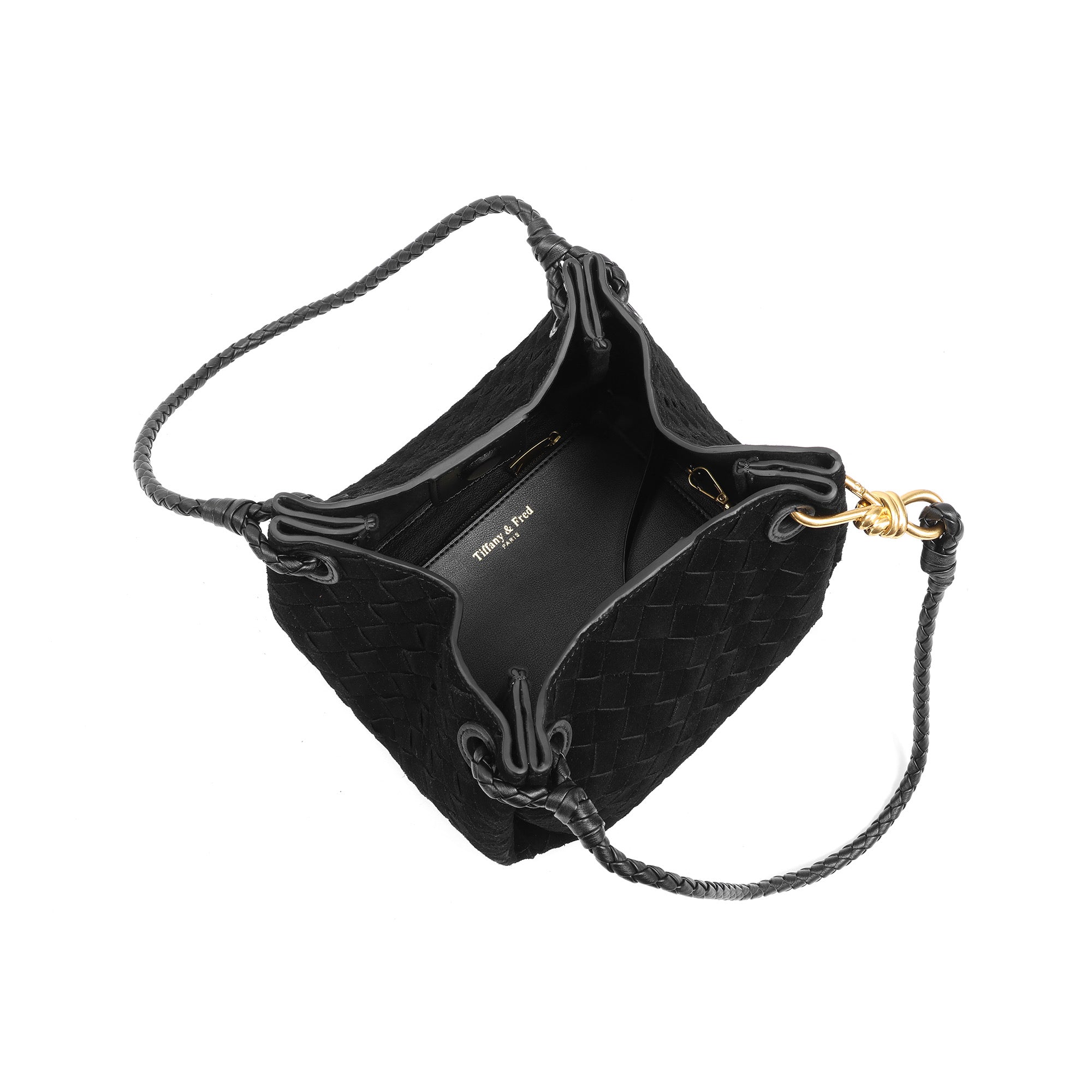 tdfブラック38 Suede Woven Leather Shoulder Bag with Braided Strap – Tiffany
