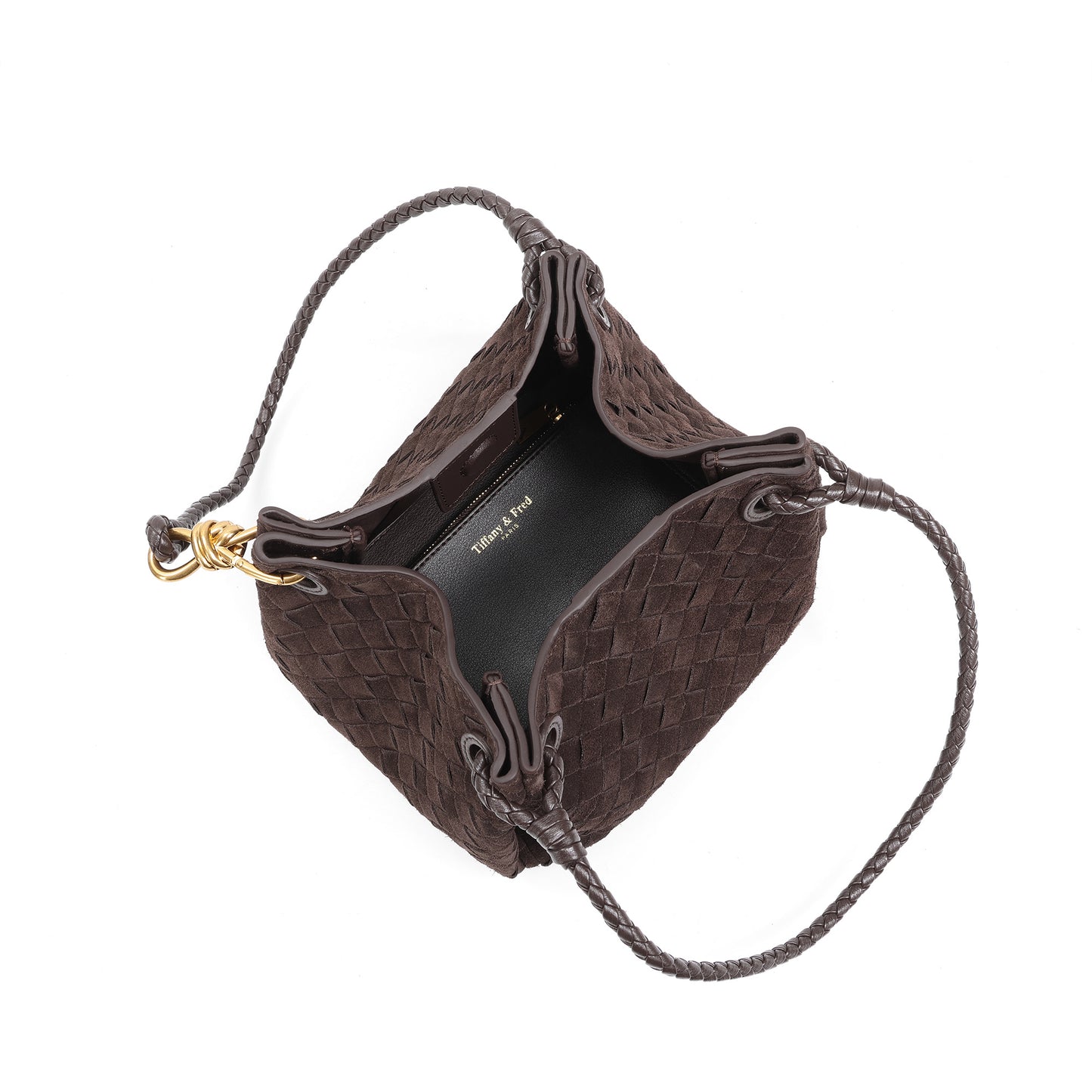 Suede Woven Leather Shoulder Bag with Braided Strap