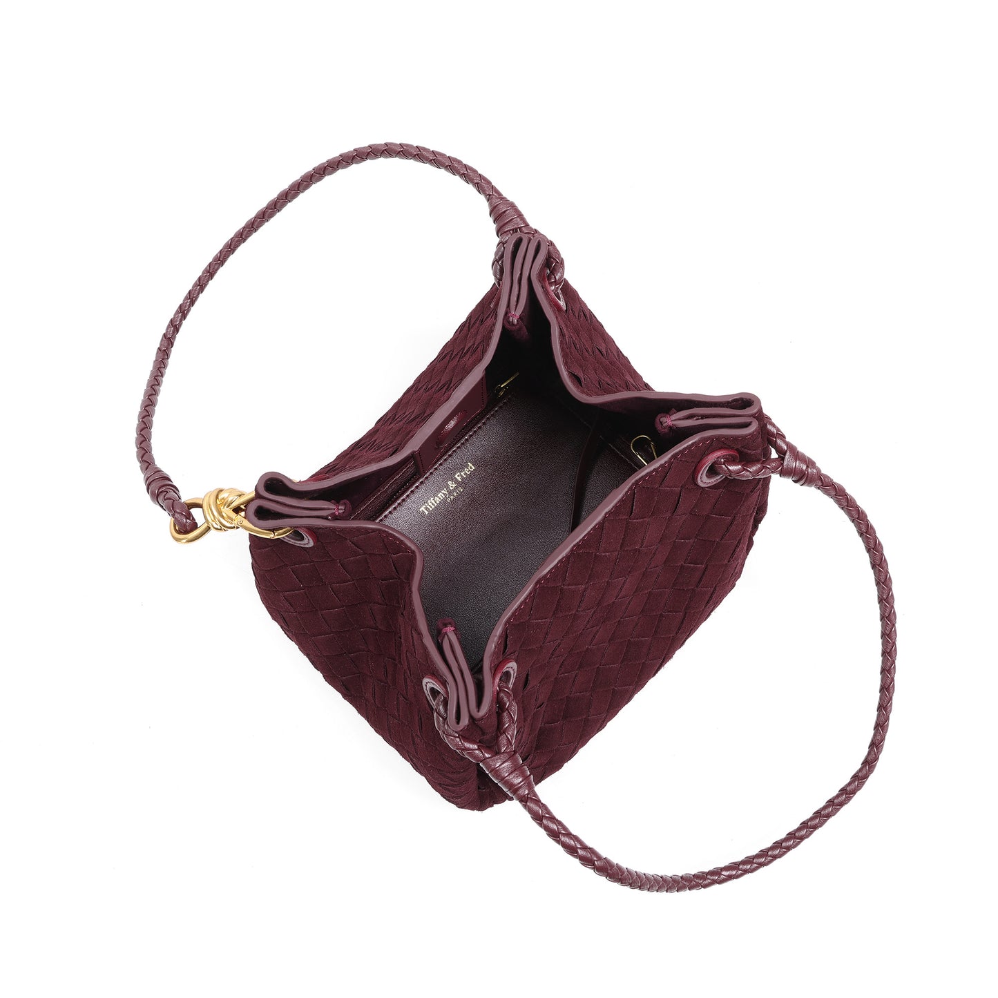 Suede Woven Leather Shoulder Bag with Braided Strap