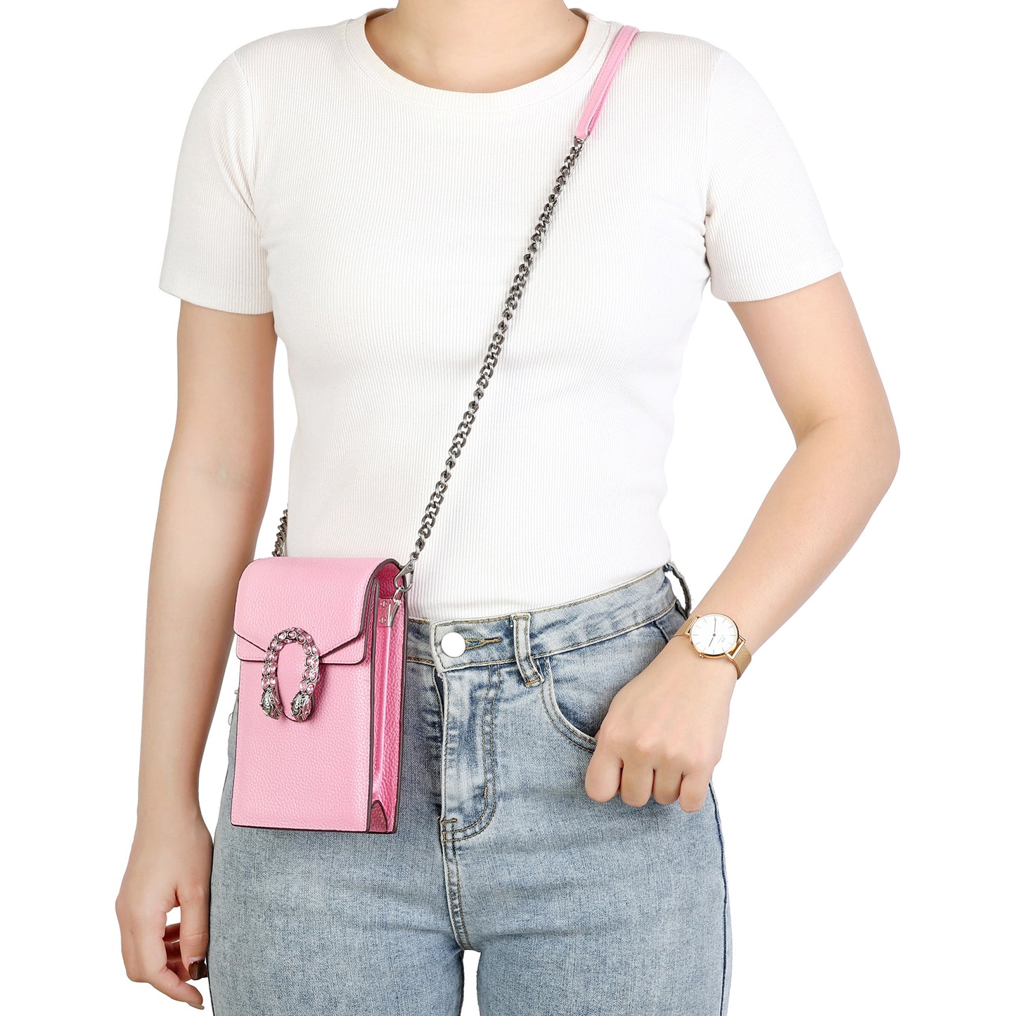 Tiffany & Fred Full-Grain Leather Crossbody/ Phone Bag