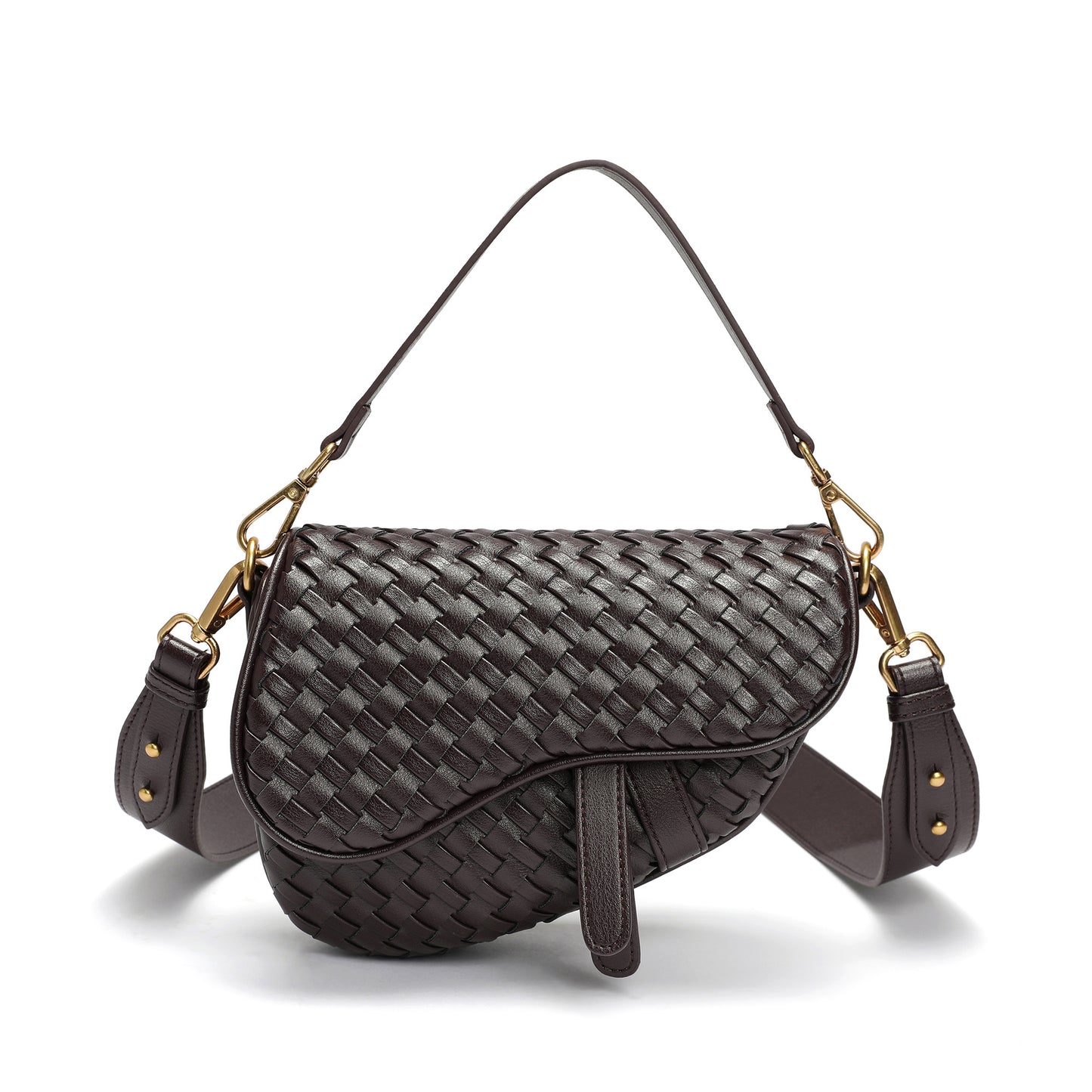 Hand-Woven Leather Saddle Bag