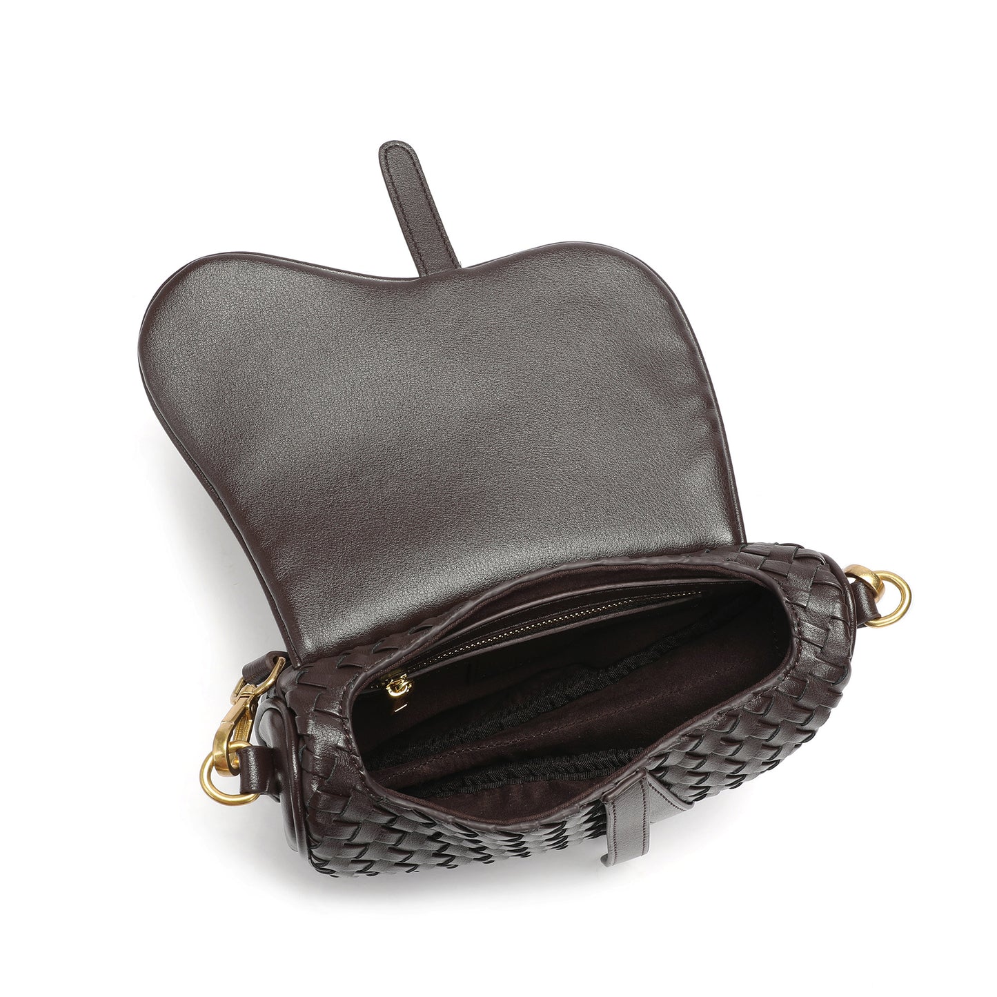 Hand-Woven Leather Saddle Bag