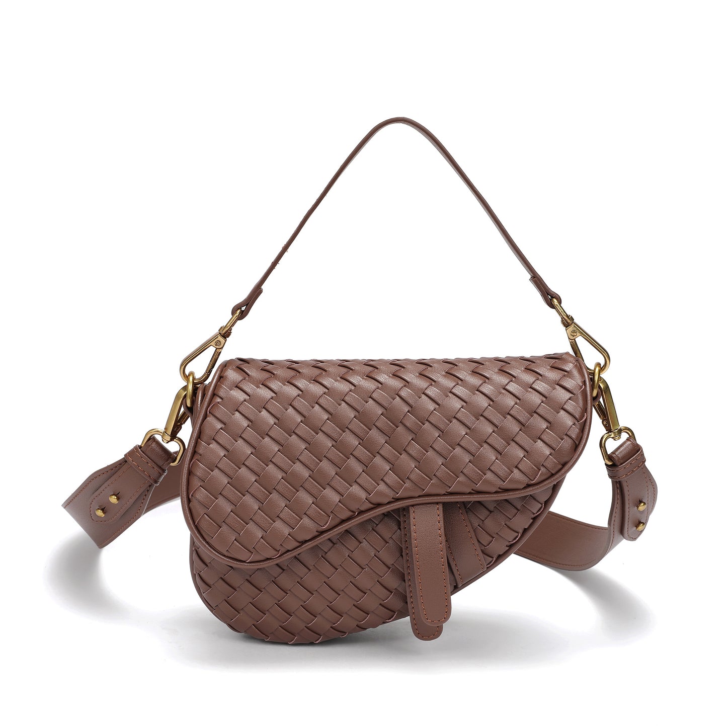 Hand-Woven Leather Saddle Bag