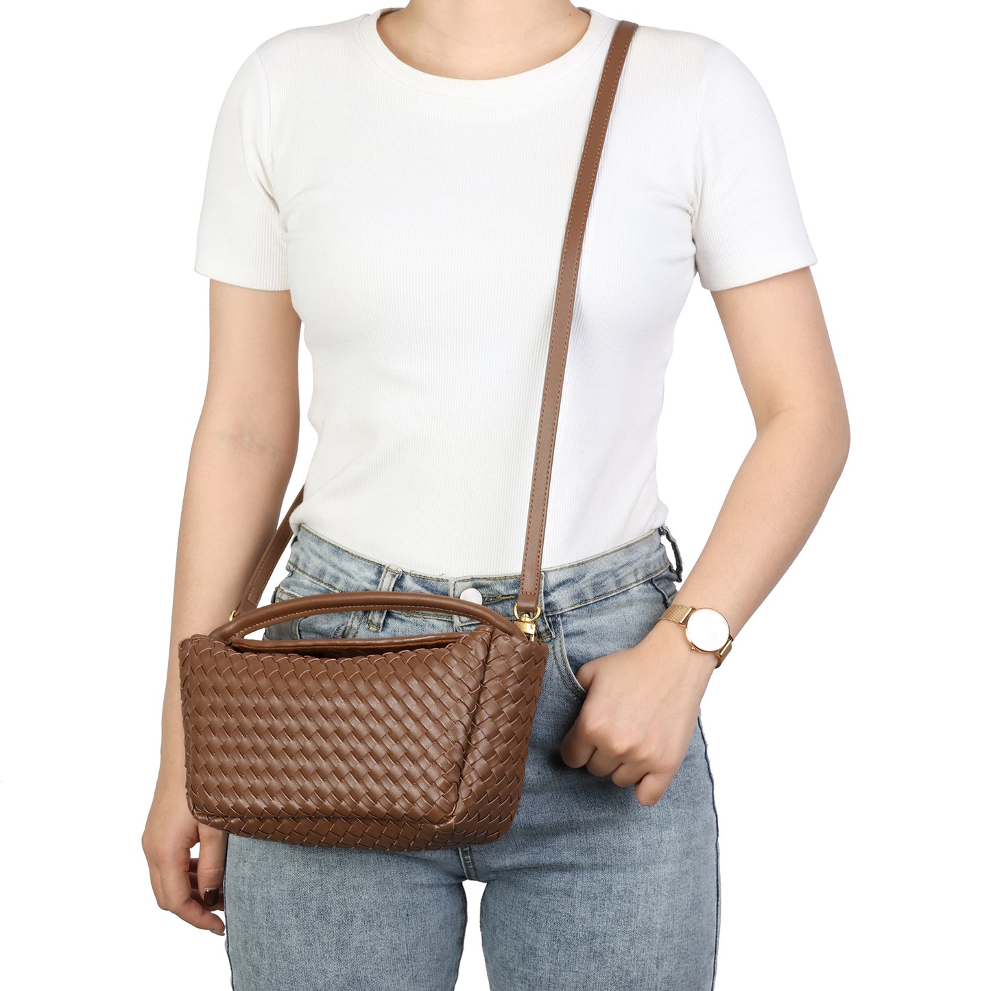 Braided Leather Crossbody Bag