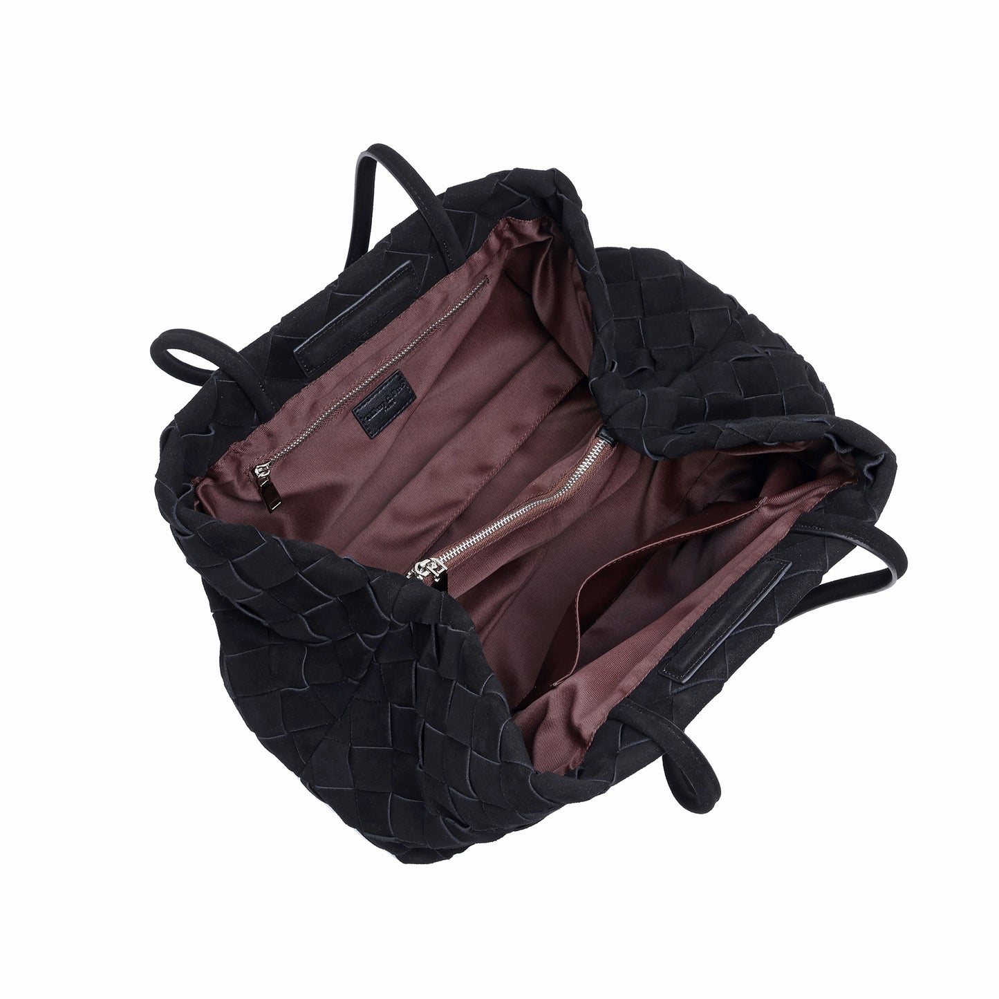 Woven Suede Leather Shoulder Tote Bag