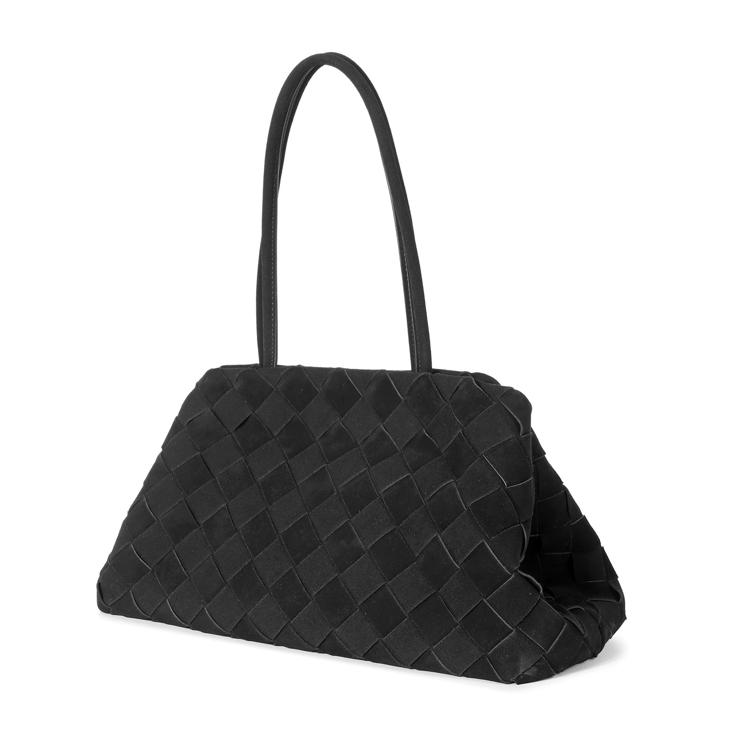 Woven Suede Leather Shoulder Tote Bag