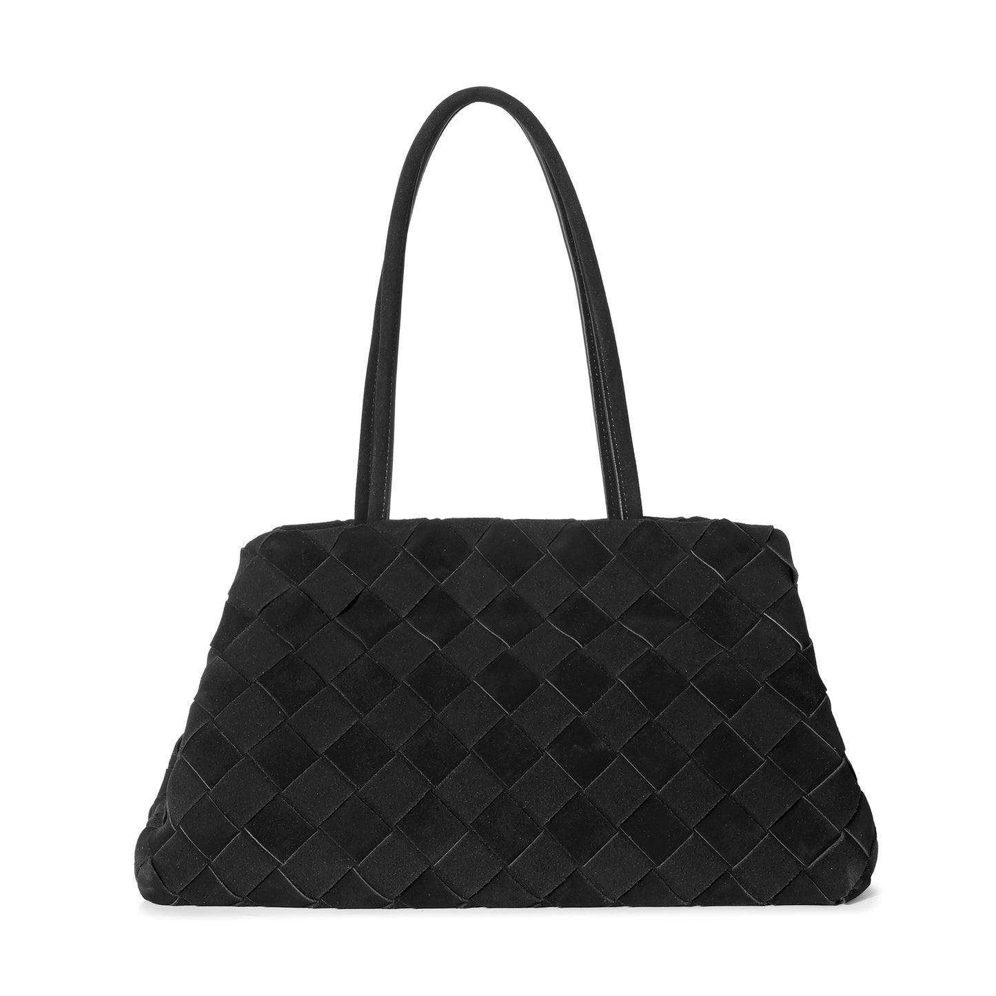 Woven Suede Leather Shoulder Tote Bag