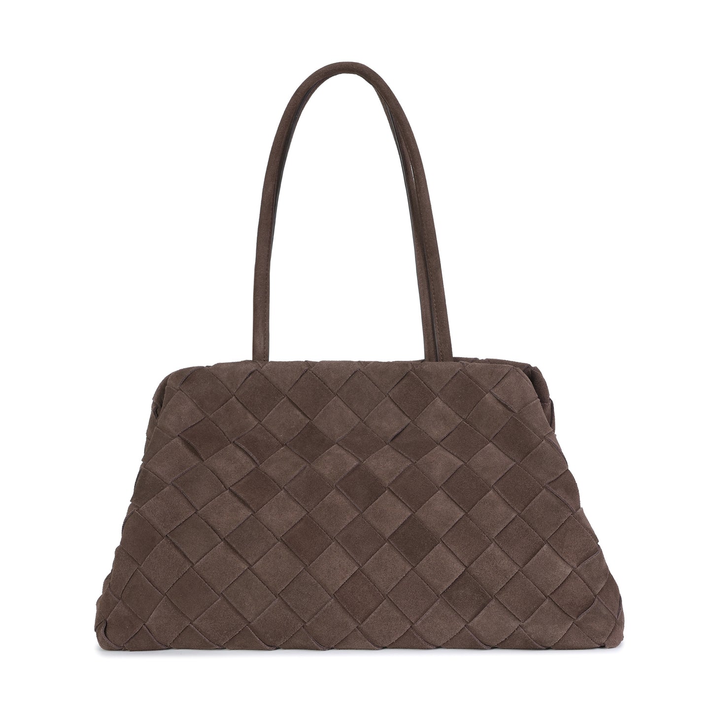 Woven Suede Leather Shoulder Tote Bag