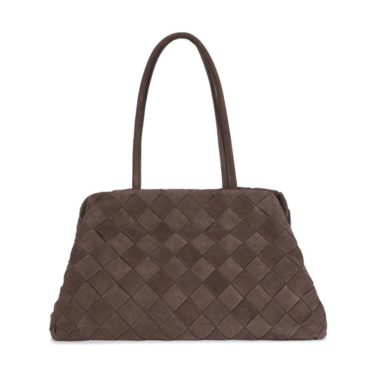 Woven Suede Leather Shoulder Tote Bag