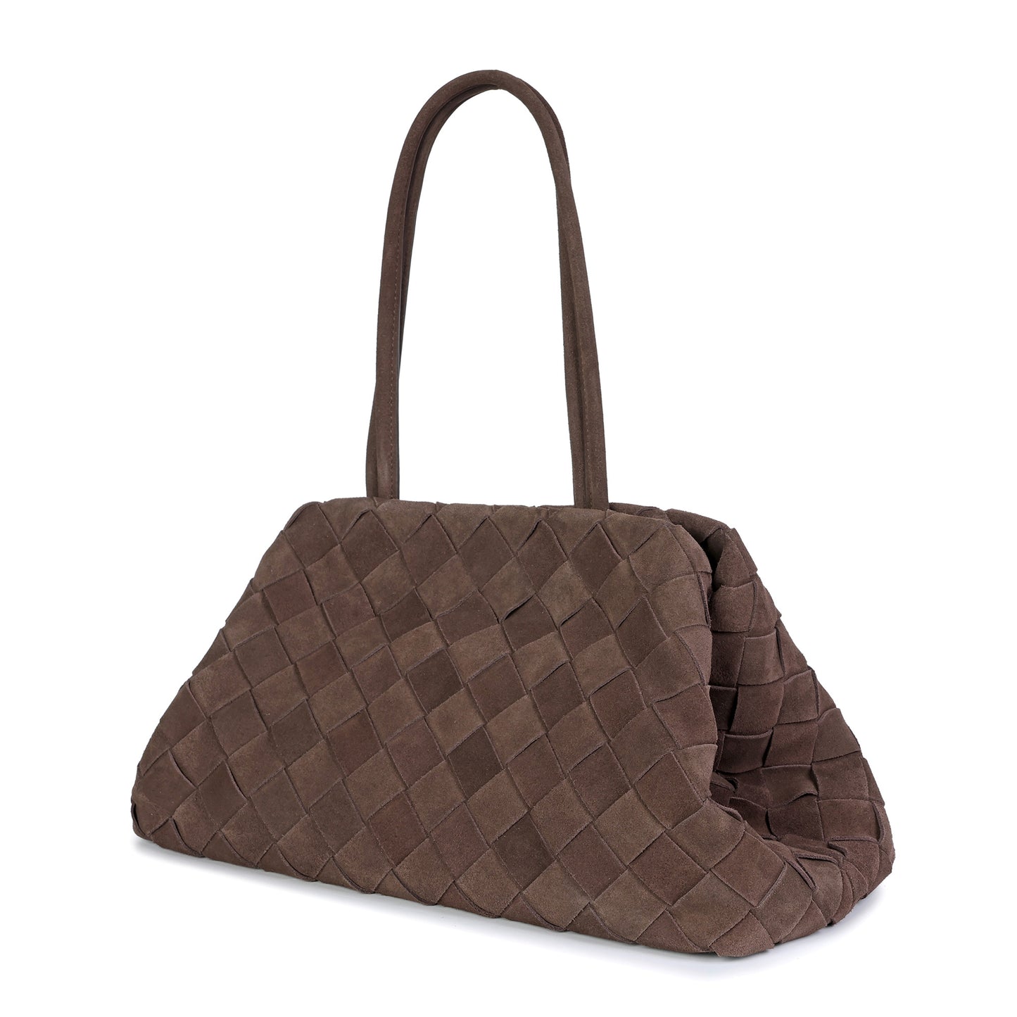 Woven Suede Leather Shoulder Tote Bag
