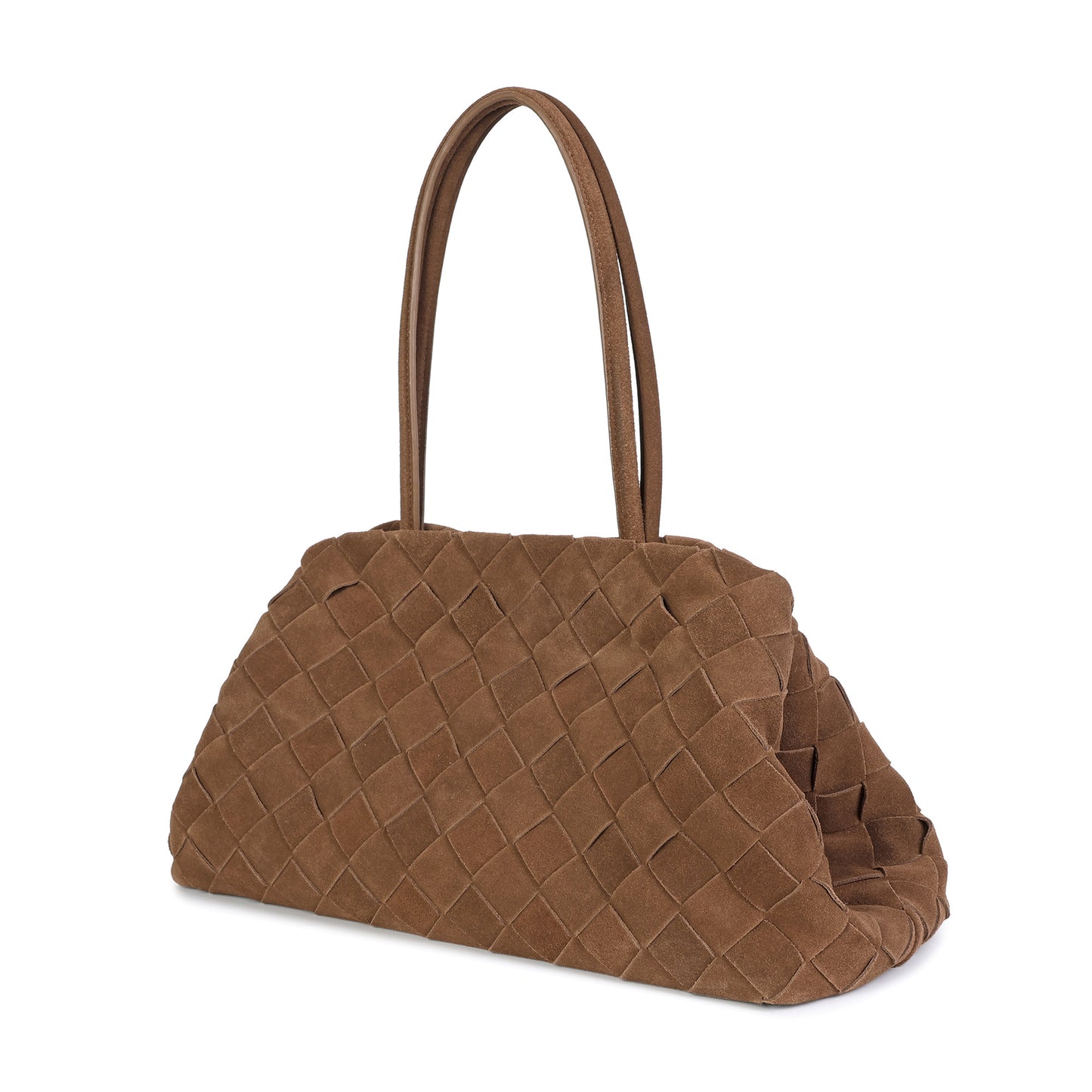 Woven Suede Leather Shoulder Tote Bag