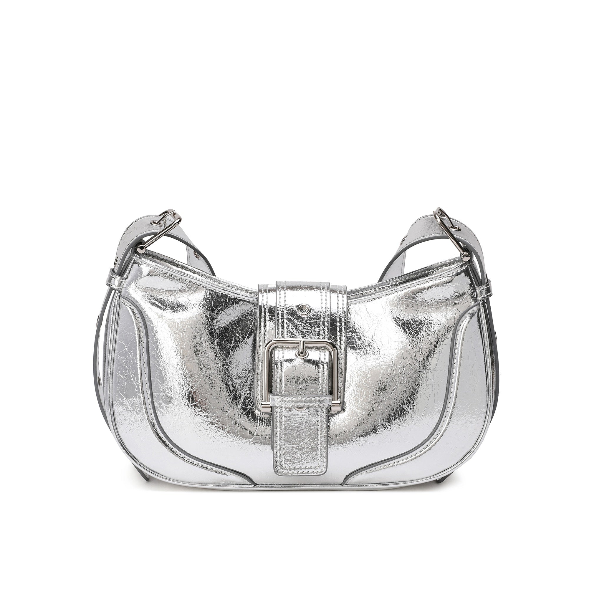 Manhattan medium crackled metallic leather online satchel