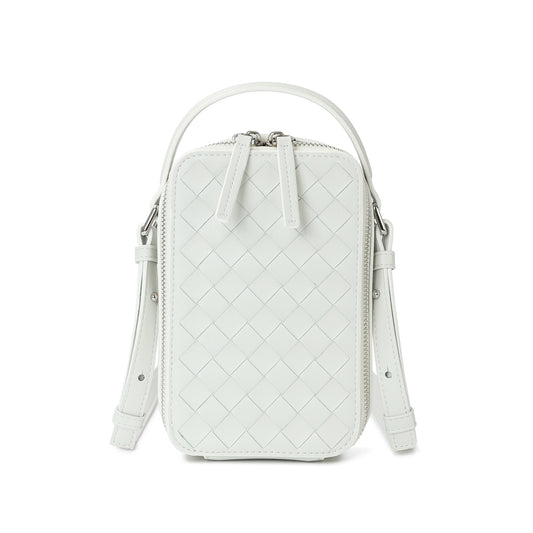 Woven Leather Crossbody Phone Bag with Top Handle