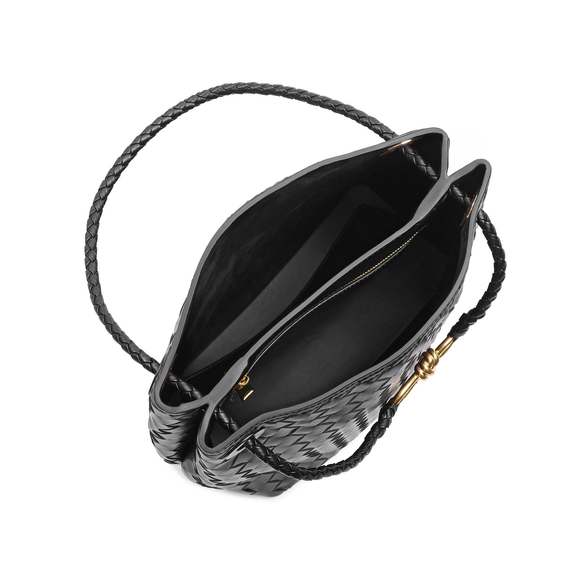 Woven Leather Bucket Shoulder Bag with Adjustable Strap – Tiffany