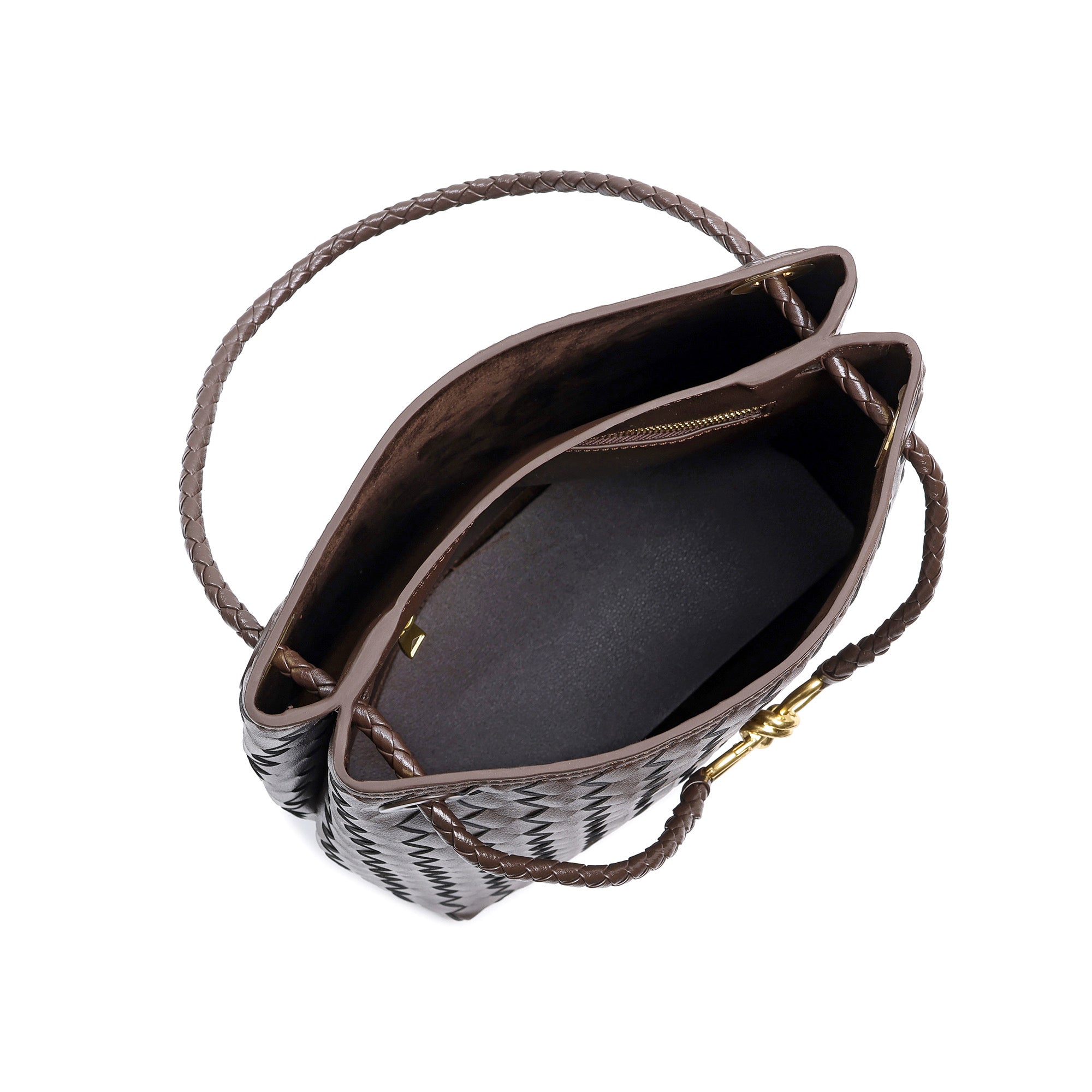 Woven Leather Bucket Shoulder Bag with Adjustable Strap – Tiffany