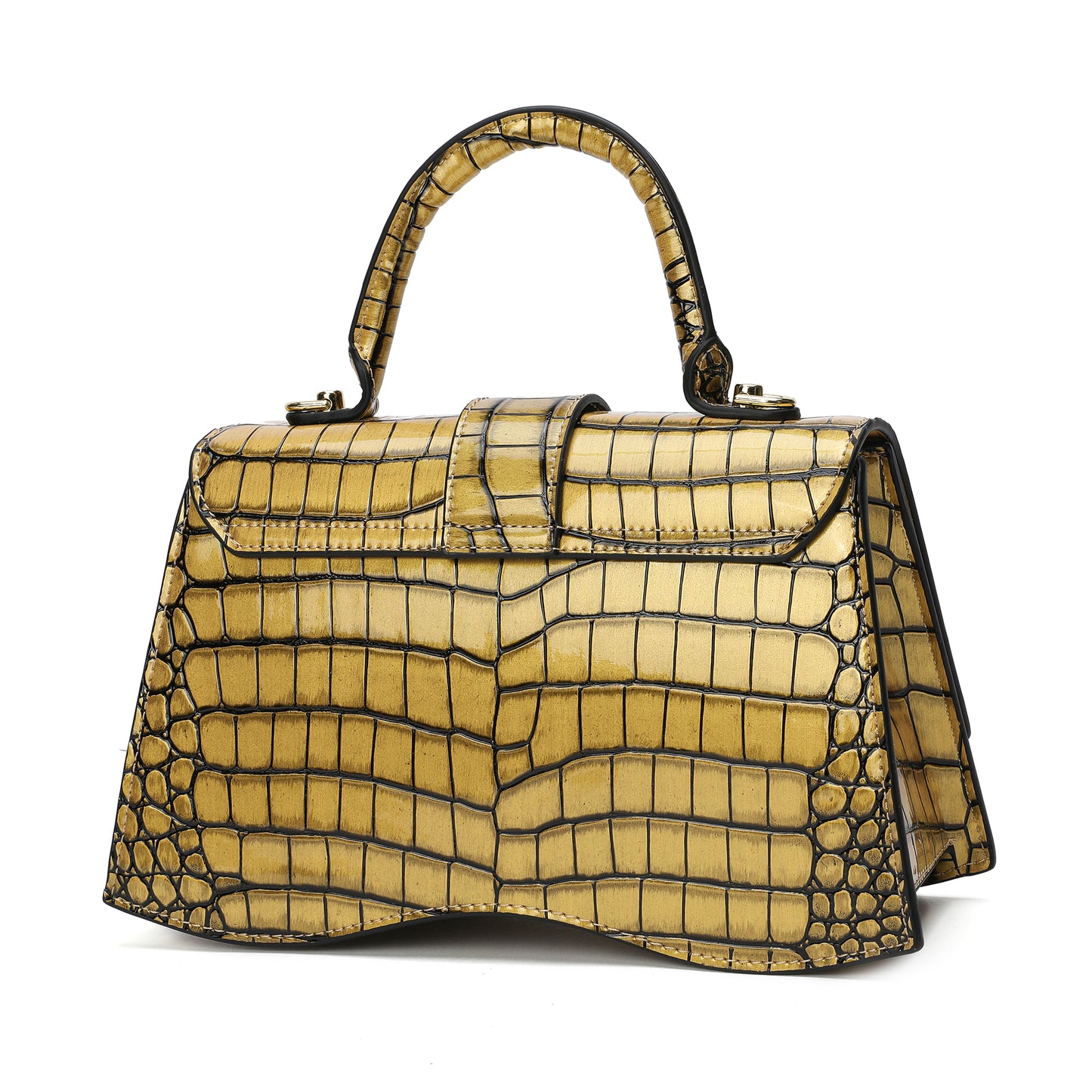 Tiffany & Fred Croc-pattern Printed Leather Satchel
